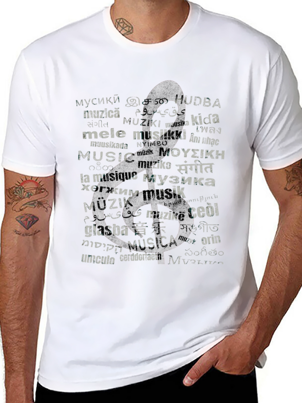 Multilingual Music Graphic T-Shirt