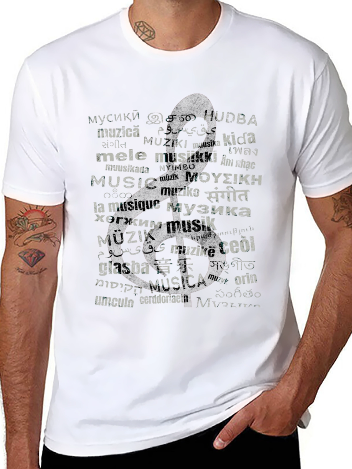 Multilingual Music Graphic T-Shirt