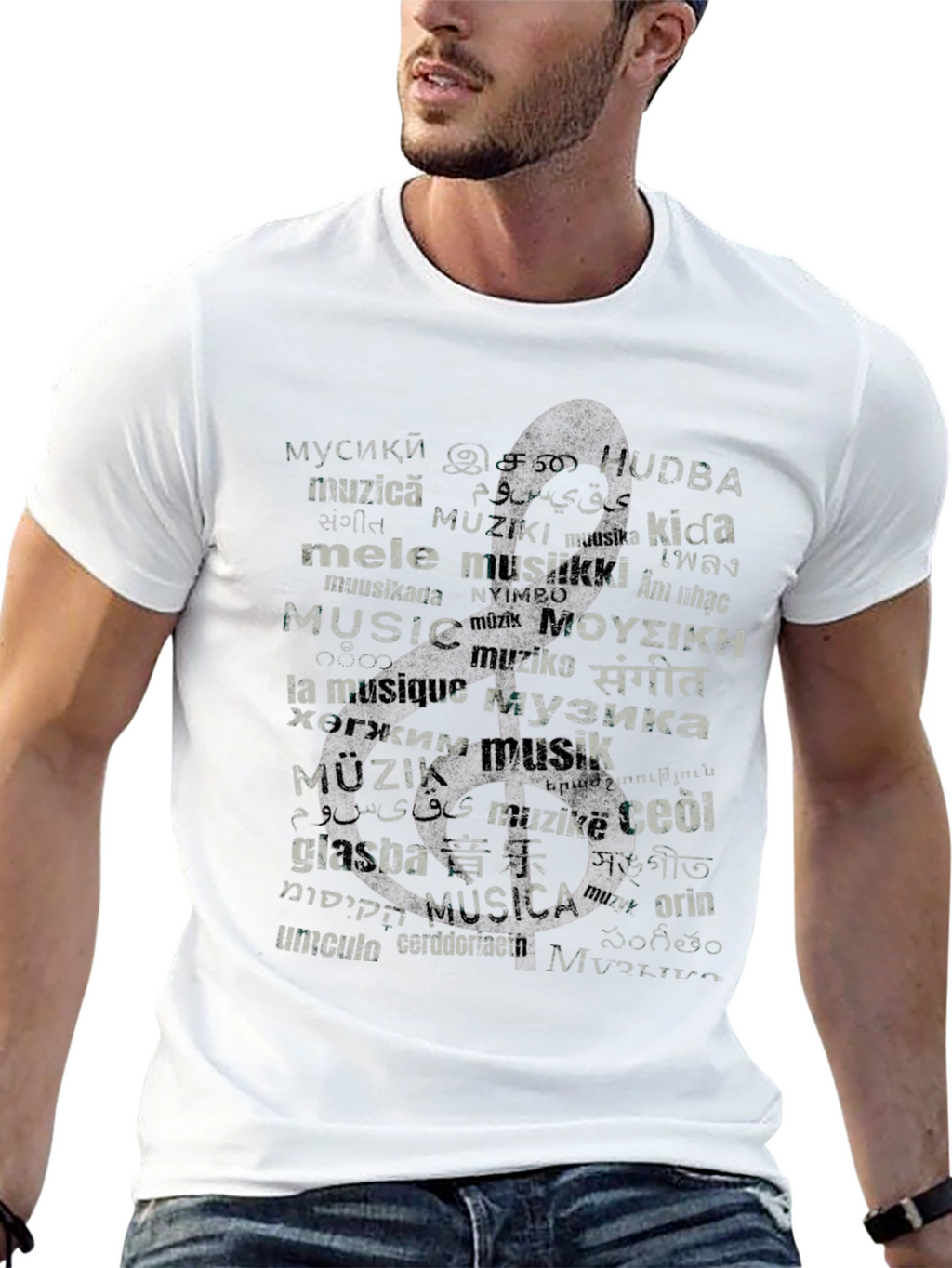 Multilingual Music Graphic T-Shirt