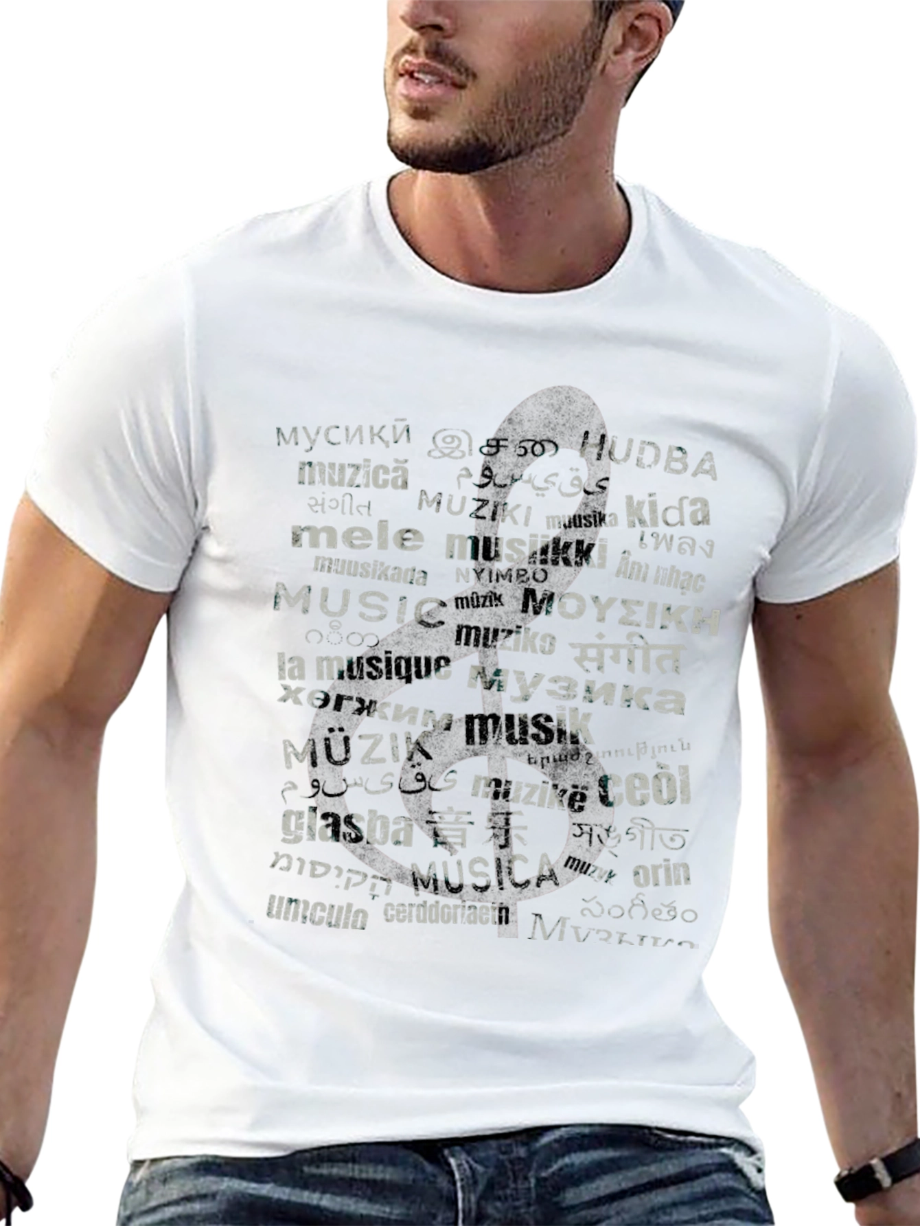 Multilingual Music Graphic T-Shirt