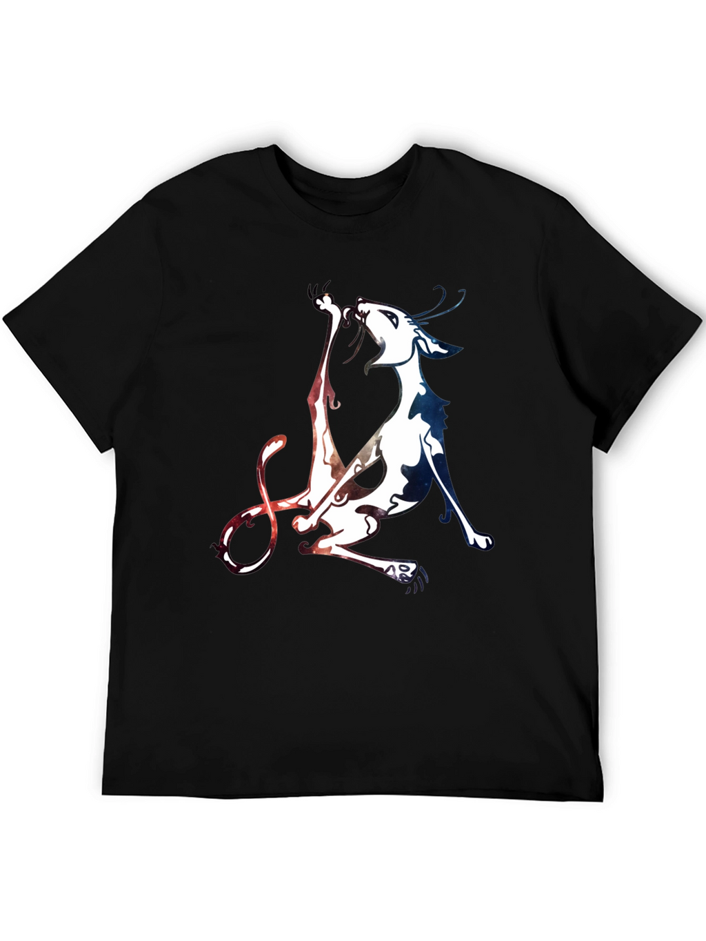 Unique Cat Graphic Black T-Shirt