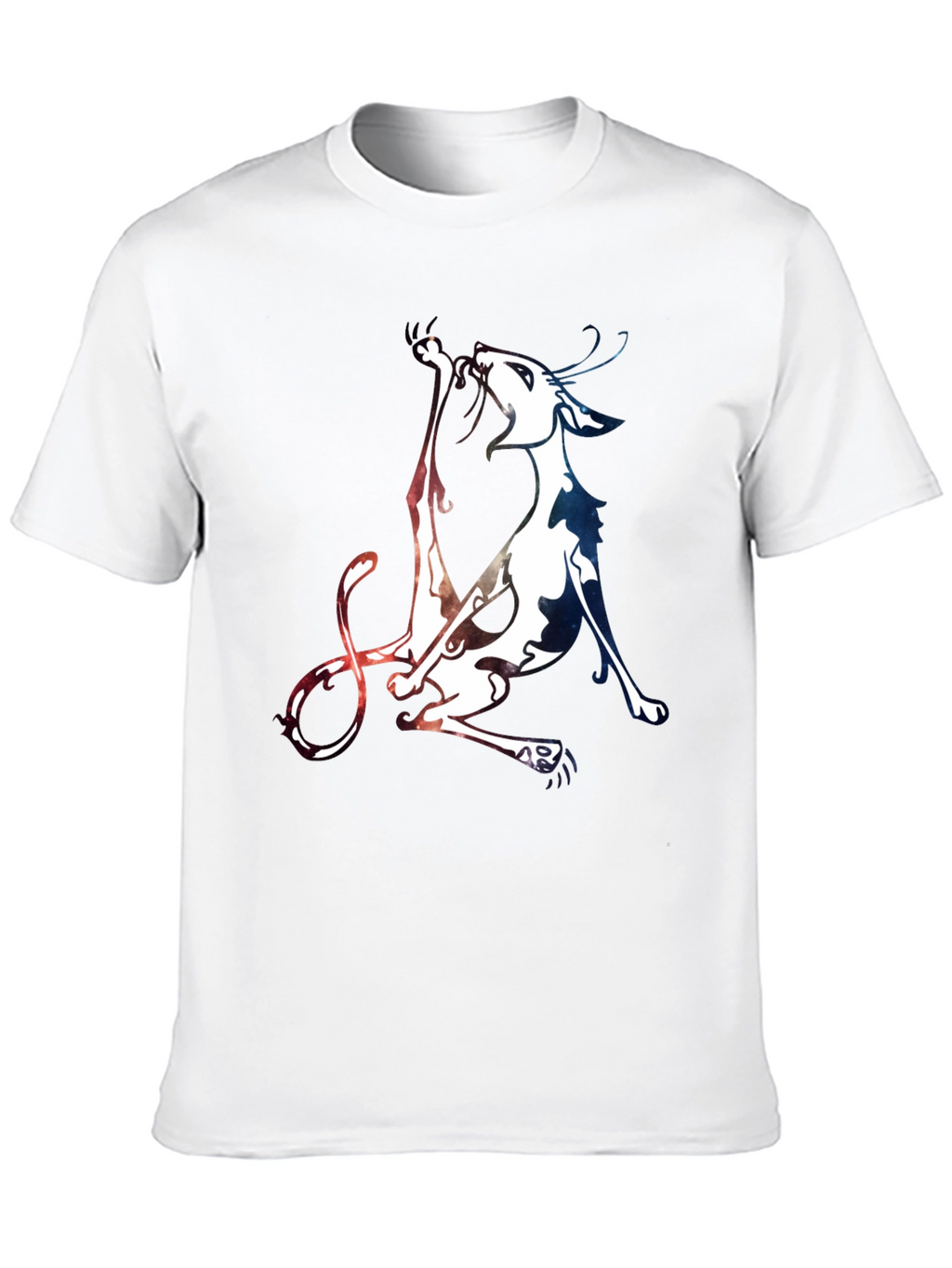 Unique Cat Graphic Black T-Shirt