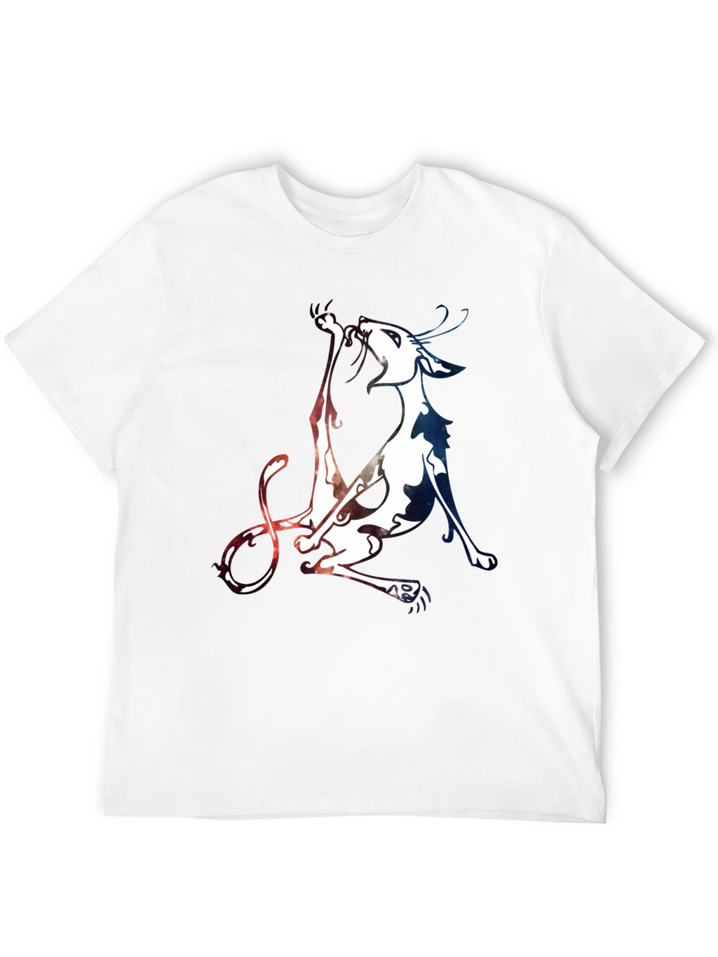 Unique Cat Graphic Black T-Shirt