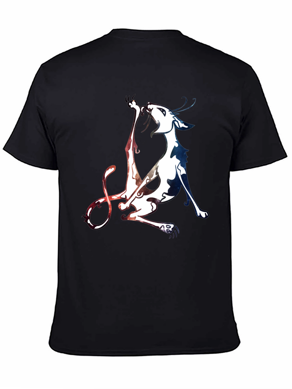 Unique Cat Graphic Black T-Shirt