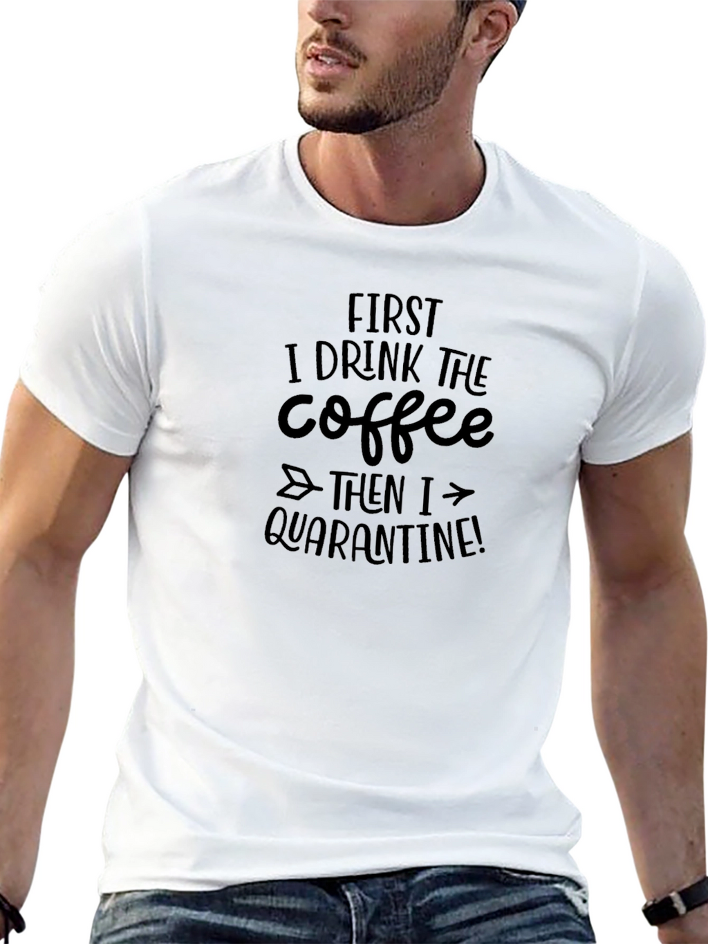 Funny Coffee & Quarantine Graphic T-Shirt