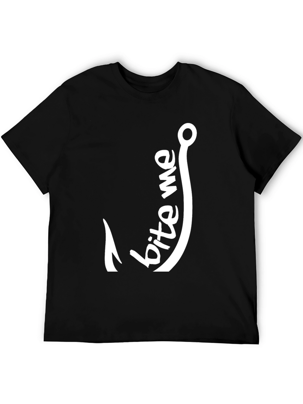 Bite Me Fishing Hook Graphic Tee - Black