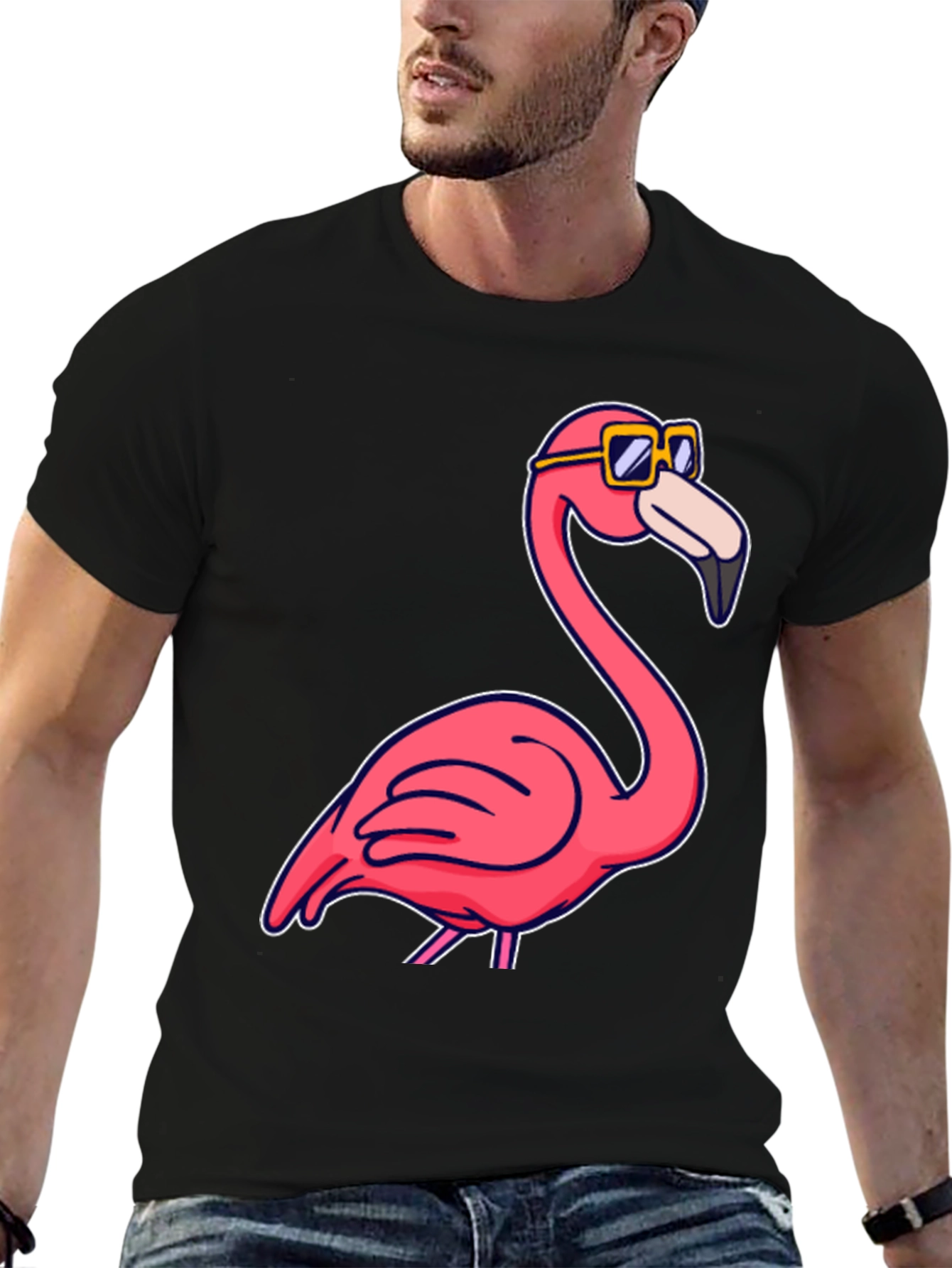 Cool Flamingo T-Shirt - Black Cotton Tee