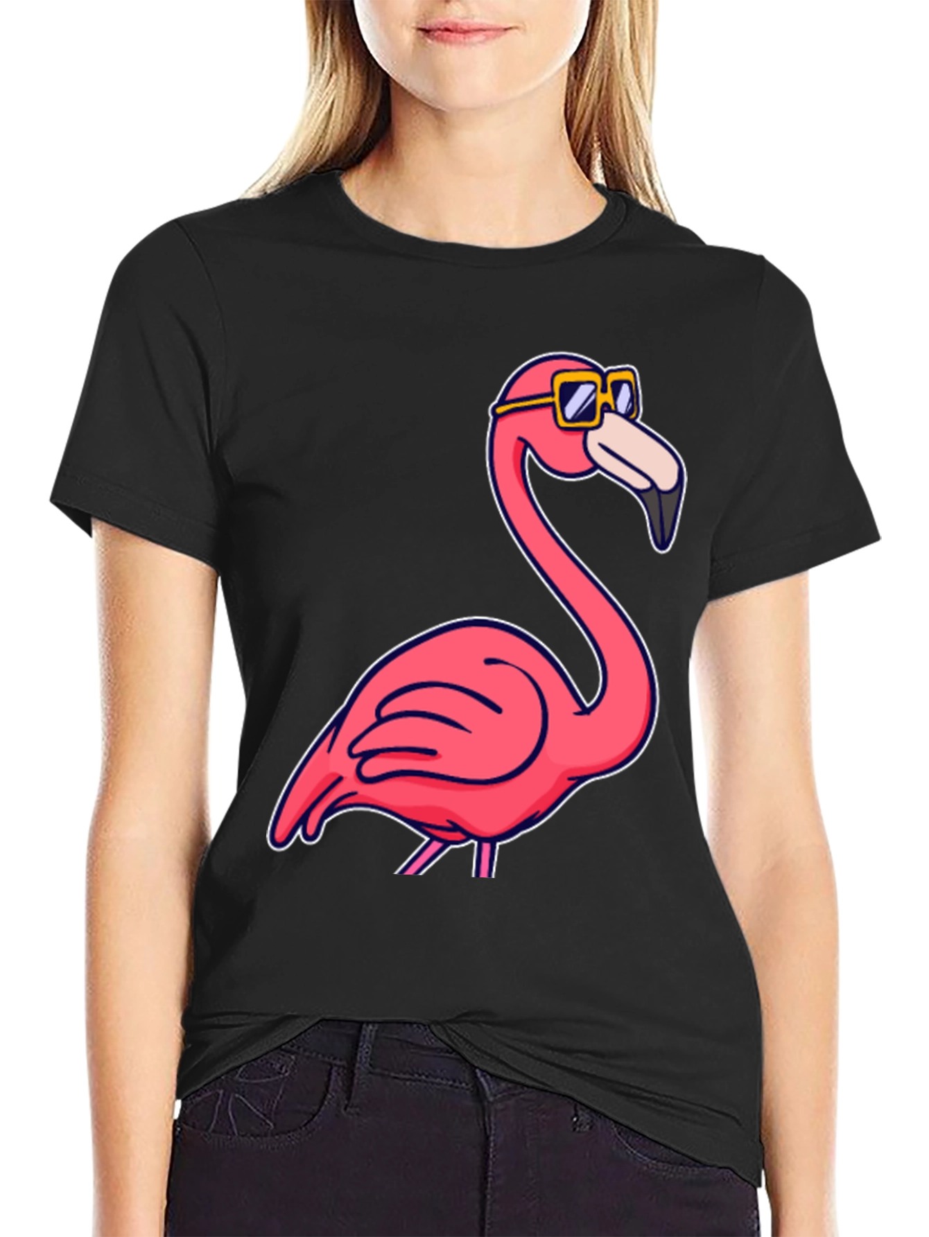Cool Flamingo T-Shirt - Black Cotton Tee