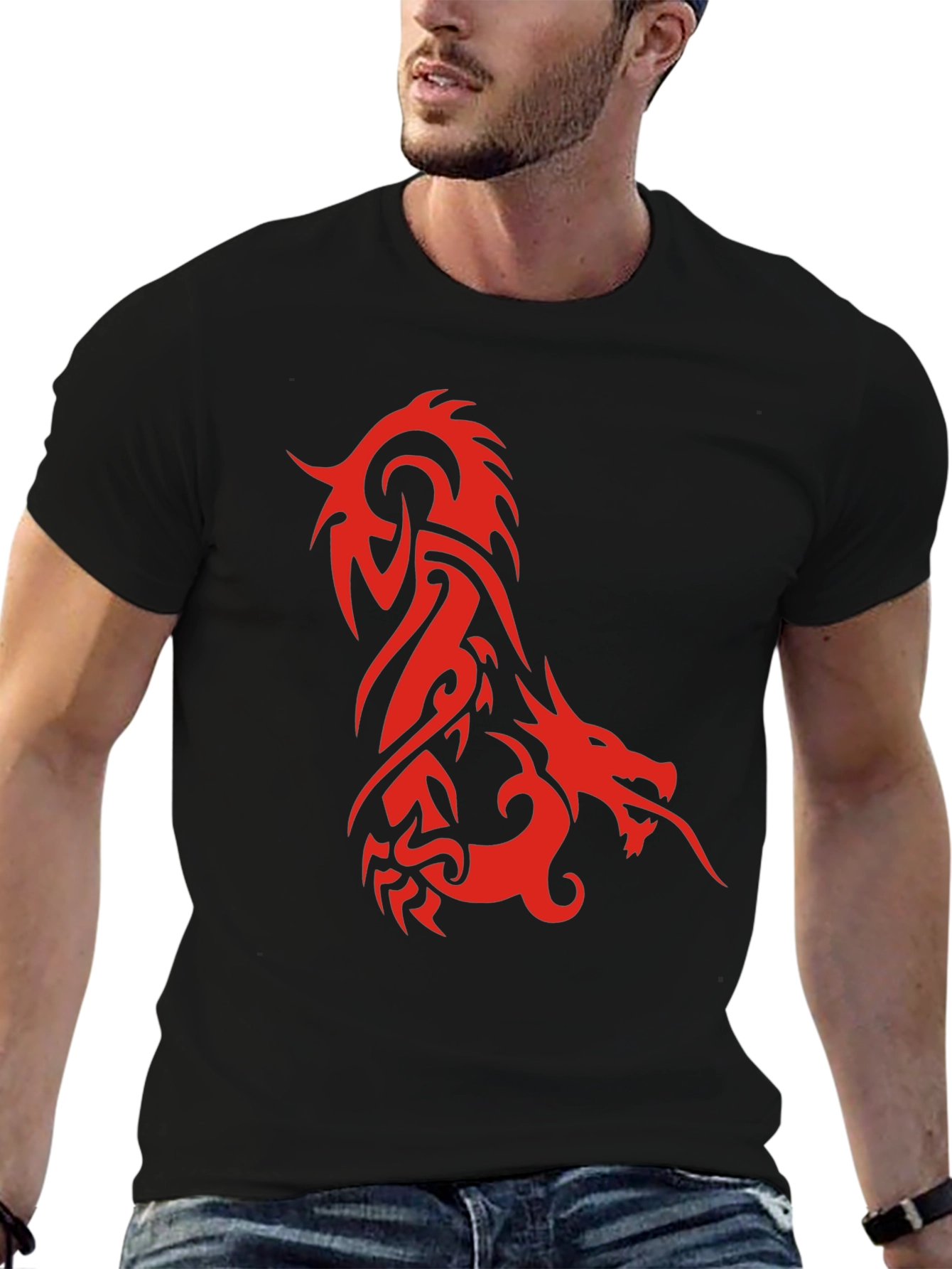 Dragon Graphic Tee - Stylish Mens Black T-Shirt