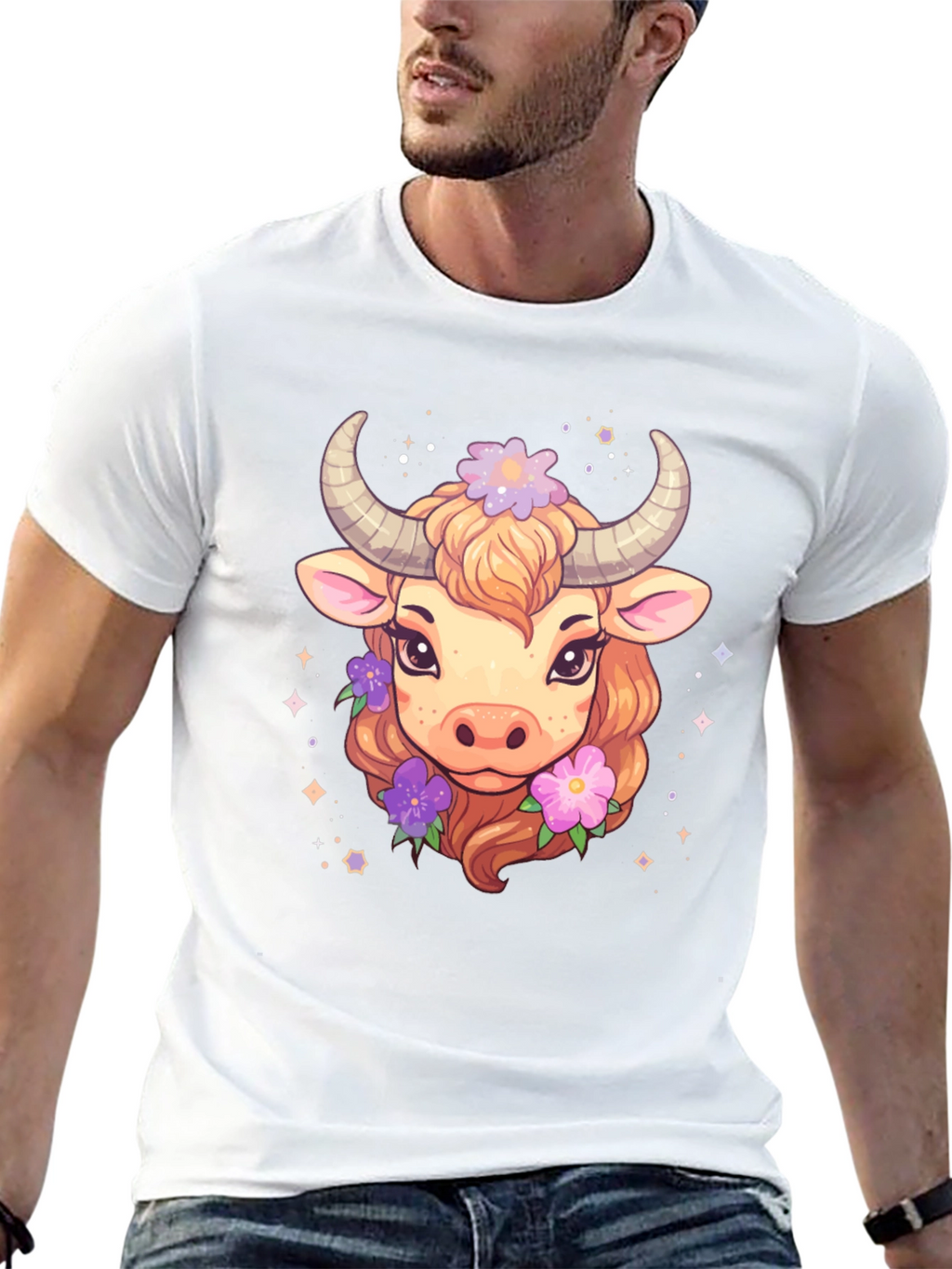 Cute Taurus Zodiac Cow Graphic T-Shirt