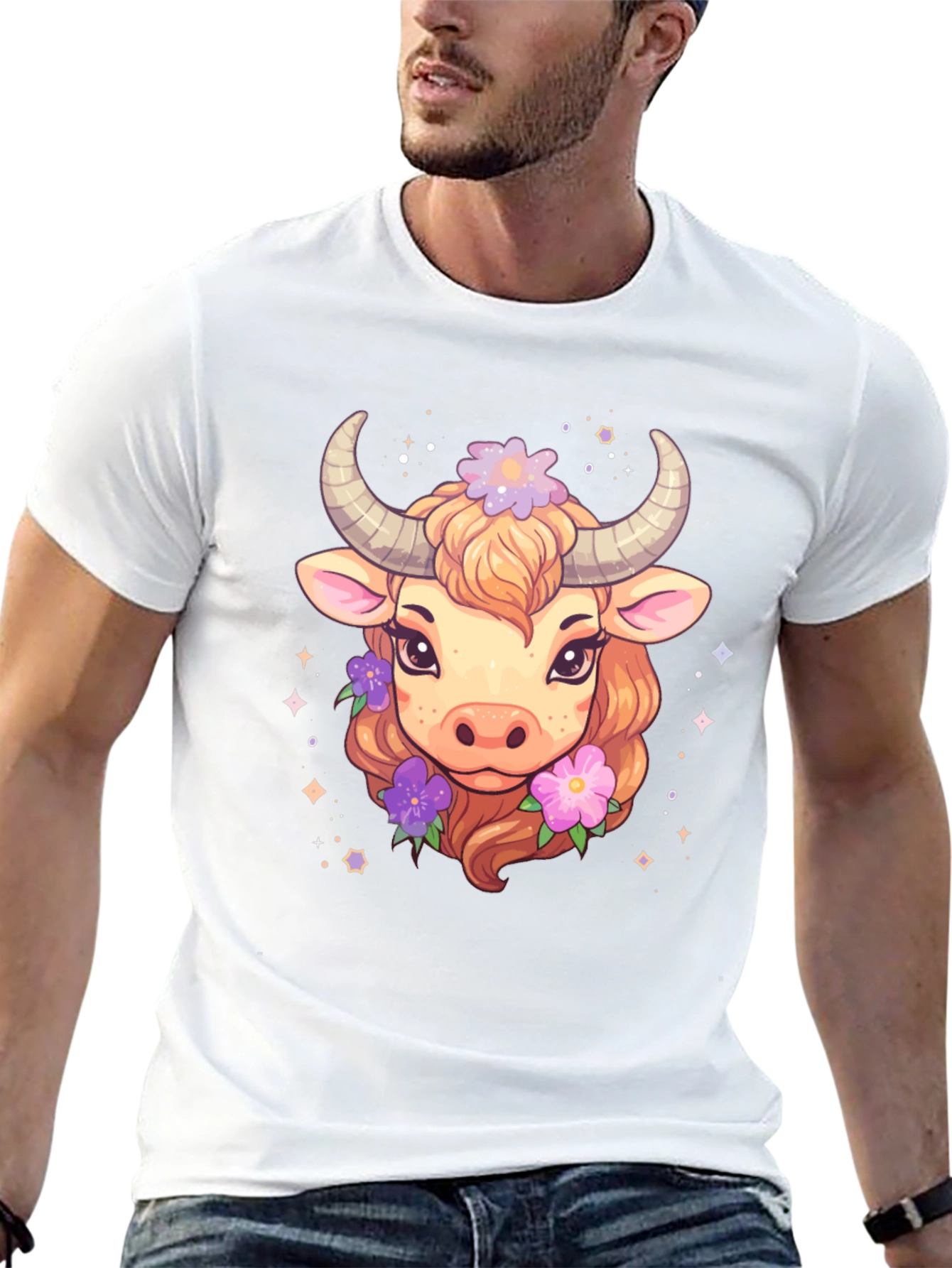 Cute Taurus Zodiac Cow Graphic T-Shirt