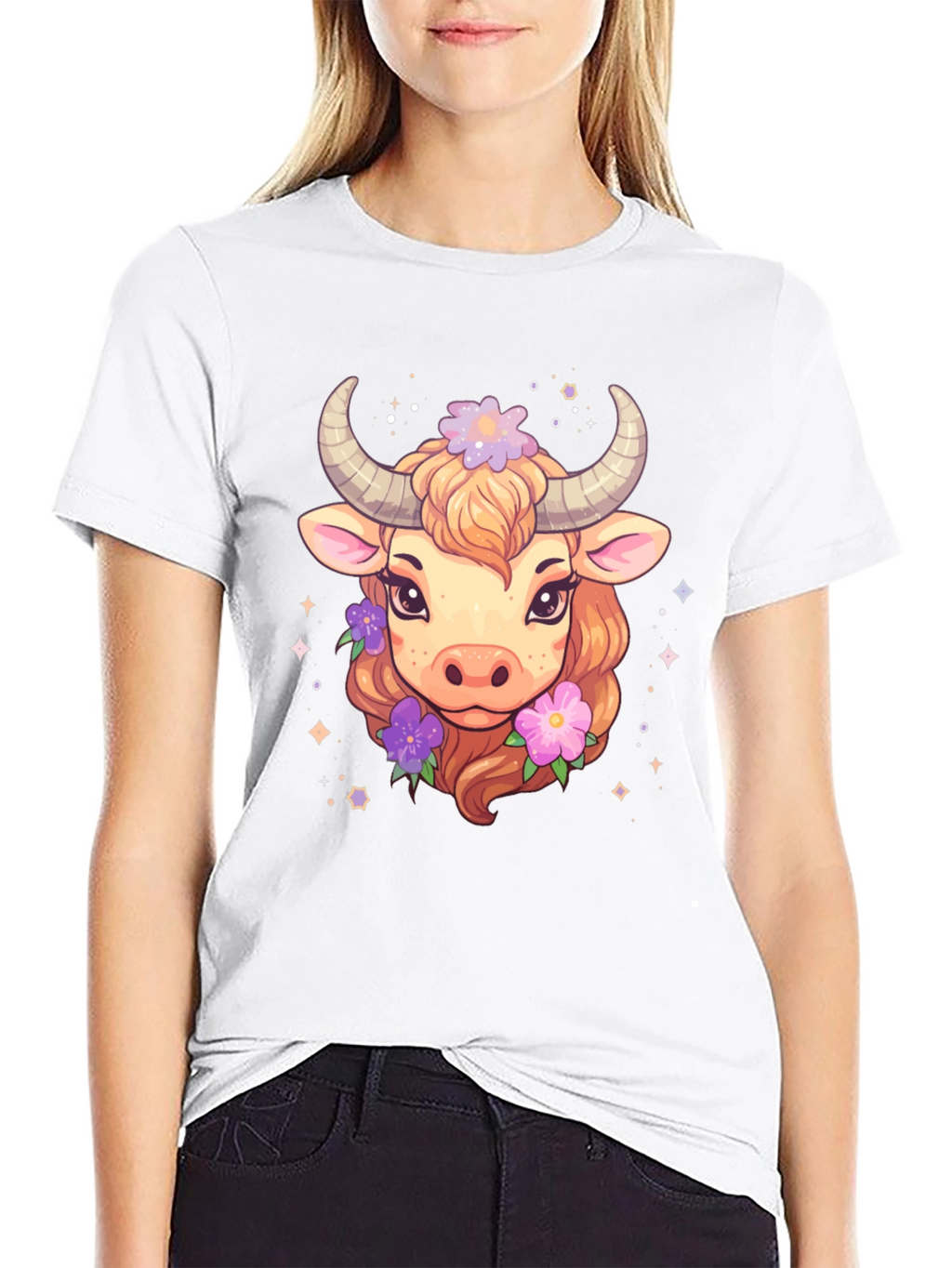 Cute Taurus Zodiac Cow Graphic T-Shirt