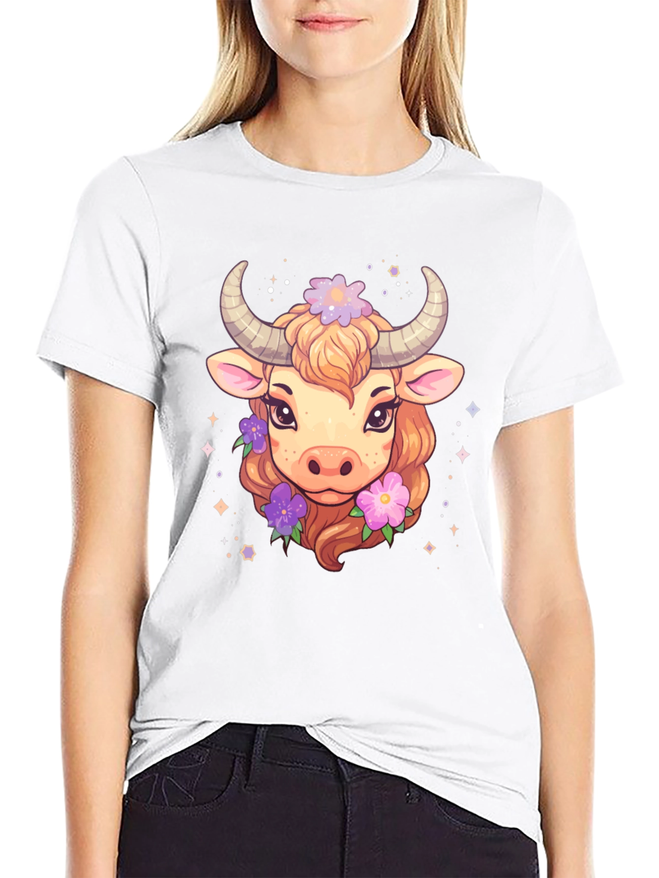 Cute Taurus Zodiac Cow Graphic T-Shirt