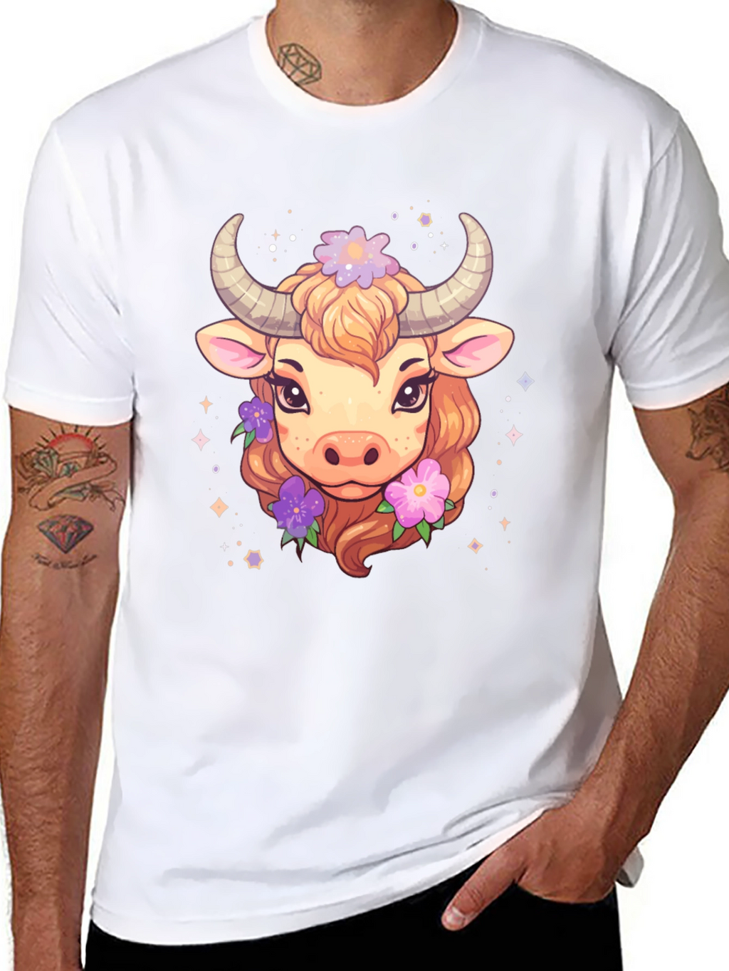 Cute Taurus Zodiac Cow Graphic T-Shirt
