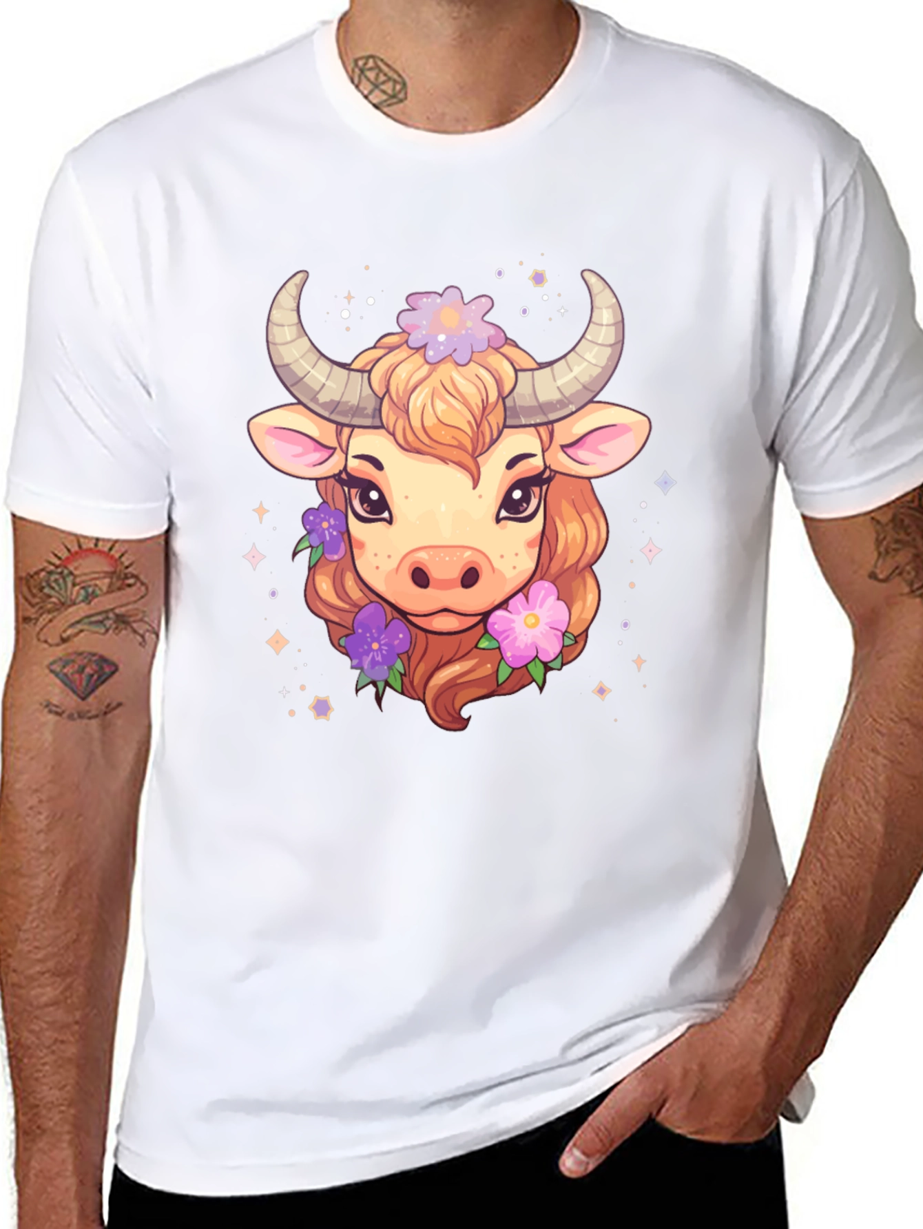 Cute Taurus Zodiac Cow Graphic T-Shirt