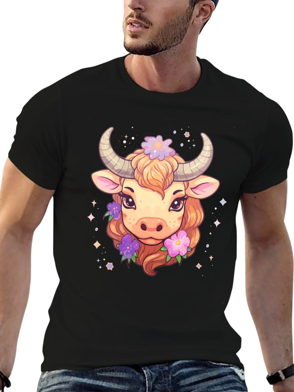Cute Taurus Zodiac Cow Graphic T-Shirt