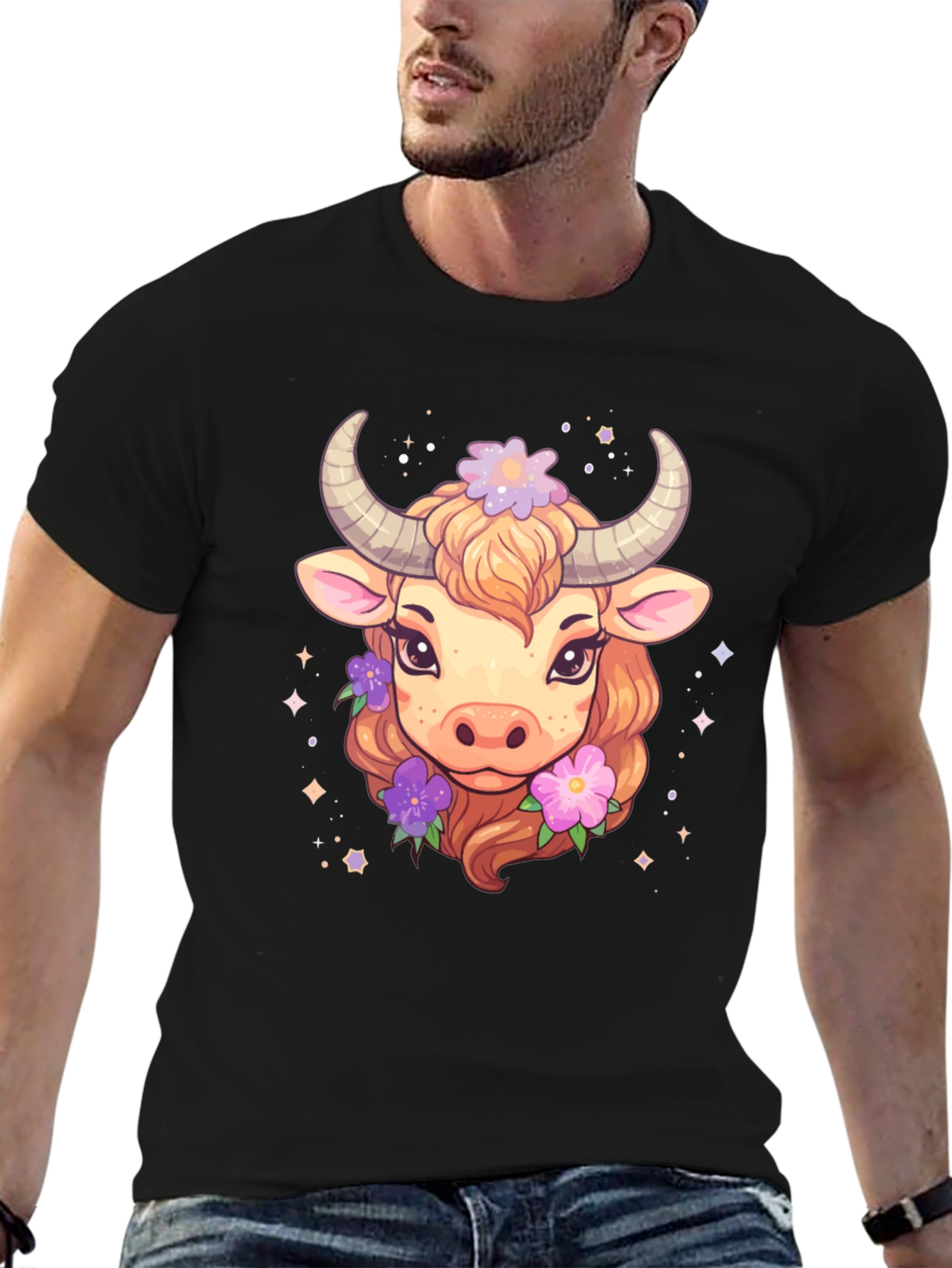 Cute Taurus Zodiac Cow Graphic T-Shirt