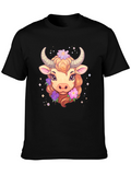 Cute Taurus Zodiac Cow Graphic T-Shirt