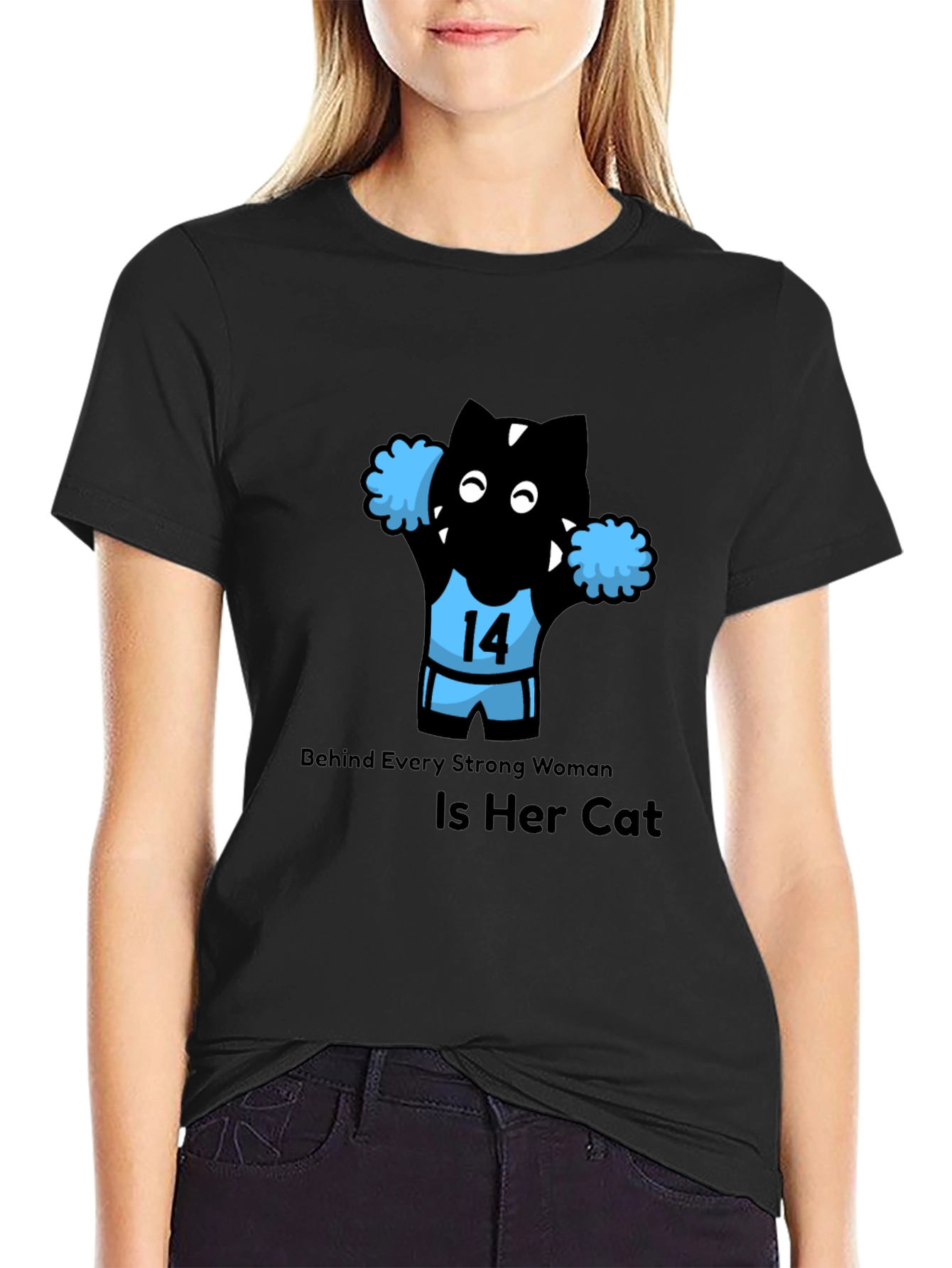 Funny Cat Cheerleader T-Shirt - Strong Women Support Cats!