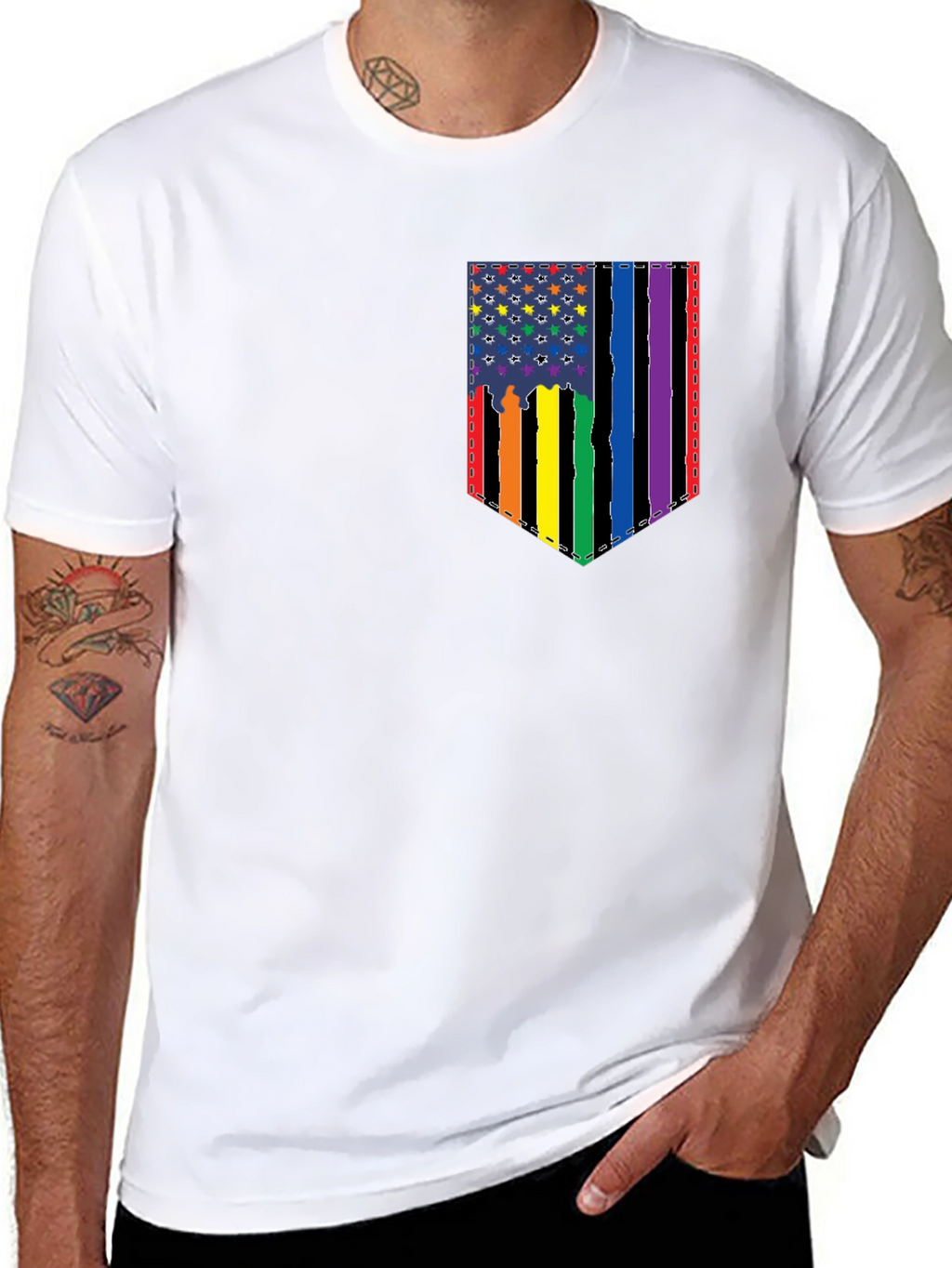 Pride Flag Pocket Graphic T-Shirt - Mens