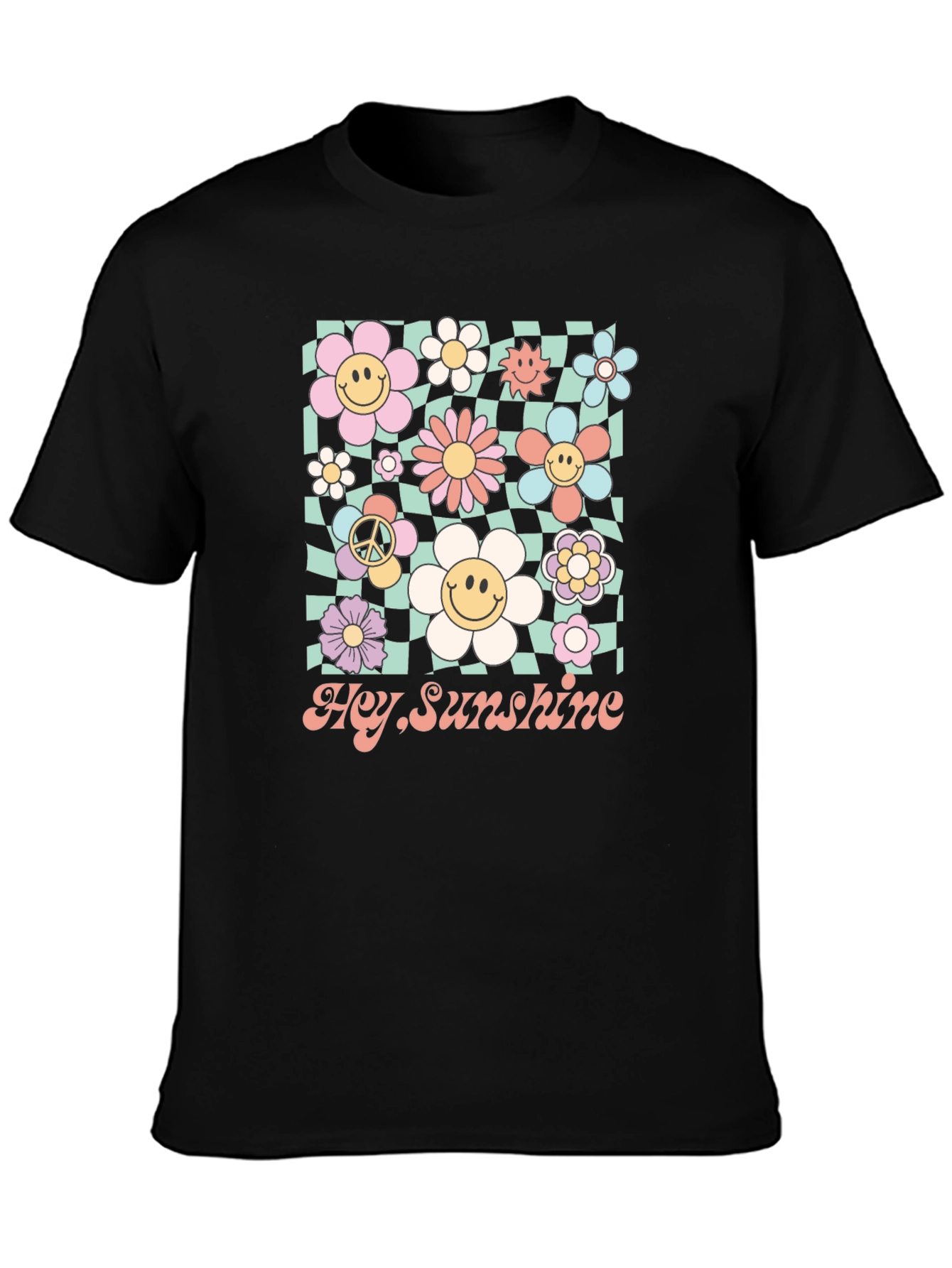Hey Sunshine Smiley Flower Graphic Tee