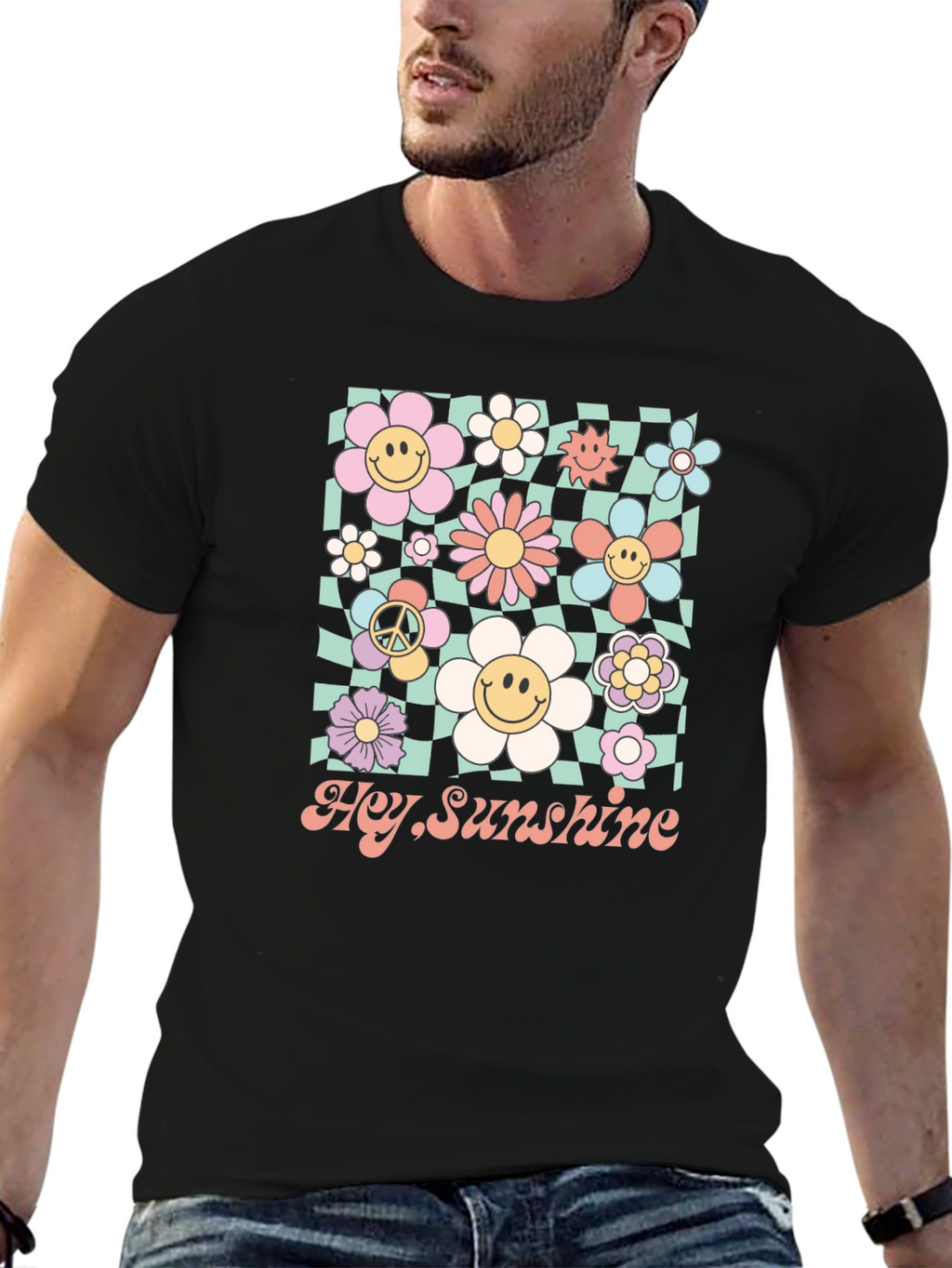 Hey Sunshine Smiley Flower Graphic Tee