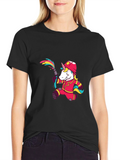 Firefighter Unicorn Graphic T-Shirt - Black