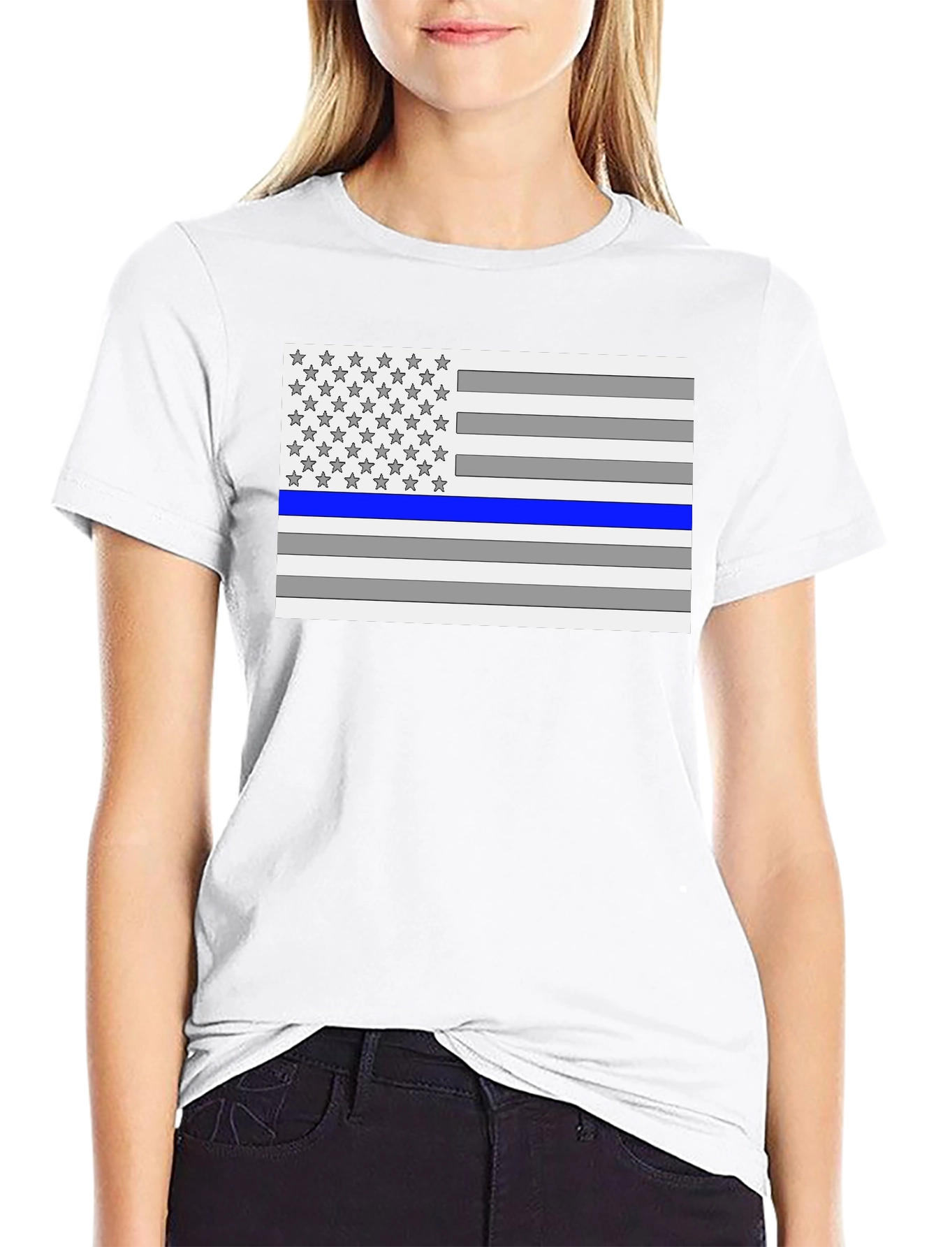 Thin Blue Line Flag Graphic T-Shirt