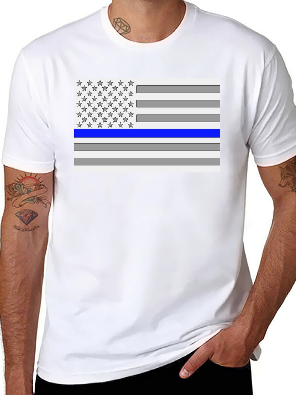Thin Blue Line Flag Graphic T-Shirt