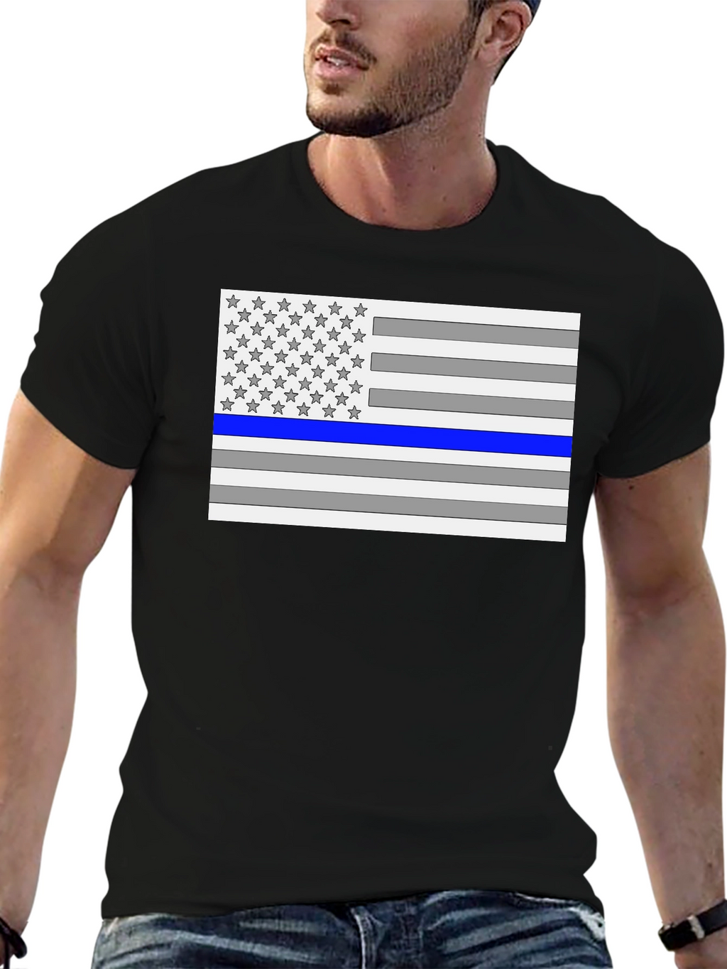 Thin Blue Line Flag Graphic T-Shirt