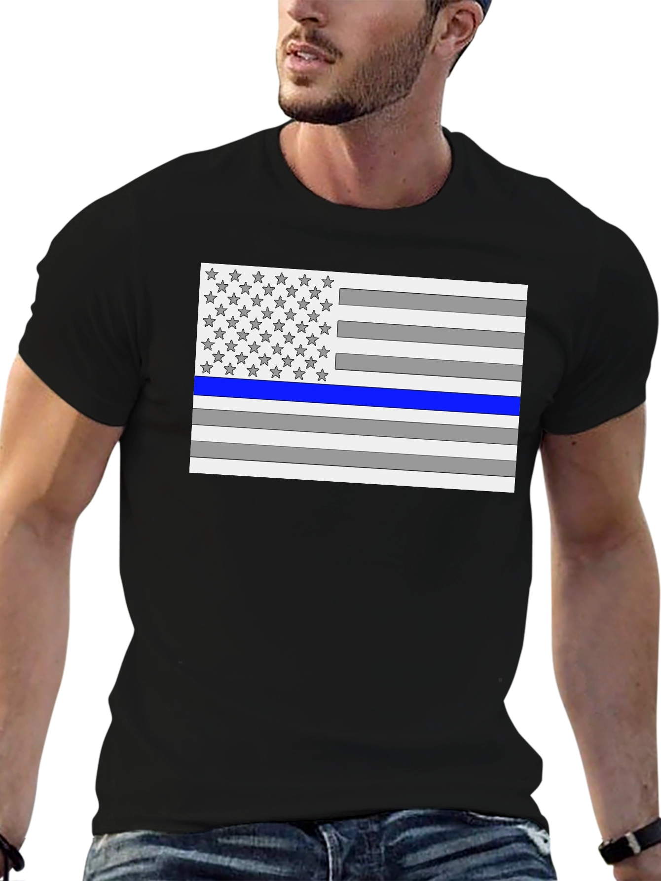 Thin Blue Line Flag Graphic T-Shirt