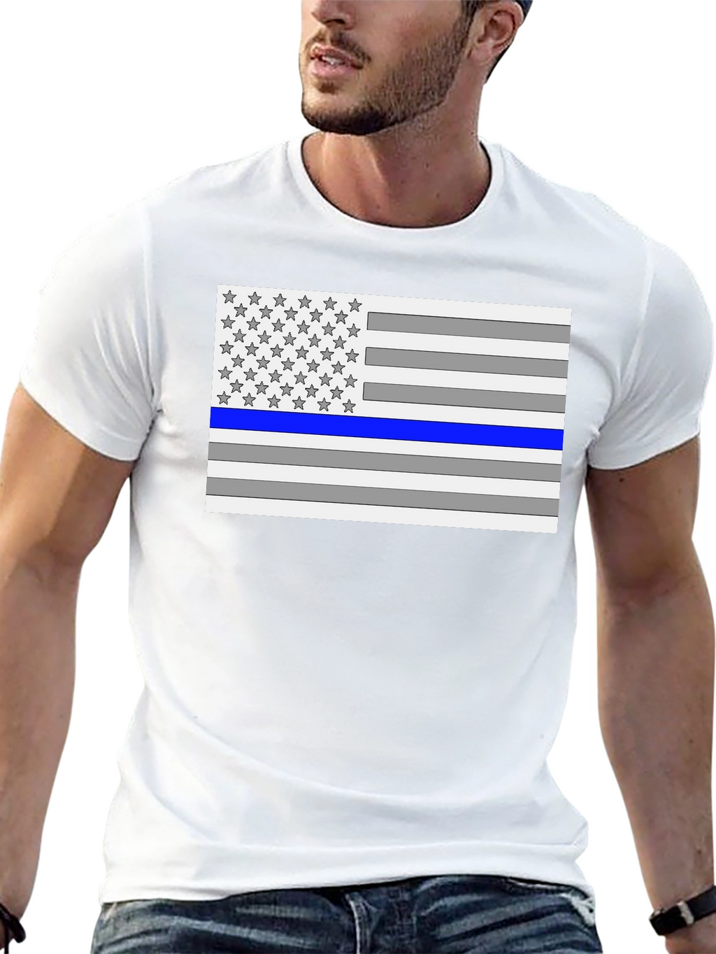 Thin Blue Line Flag Graphic T-Shirt
