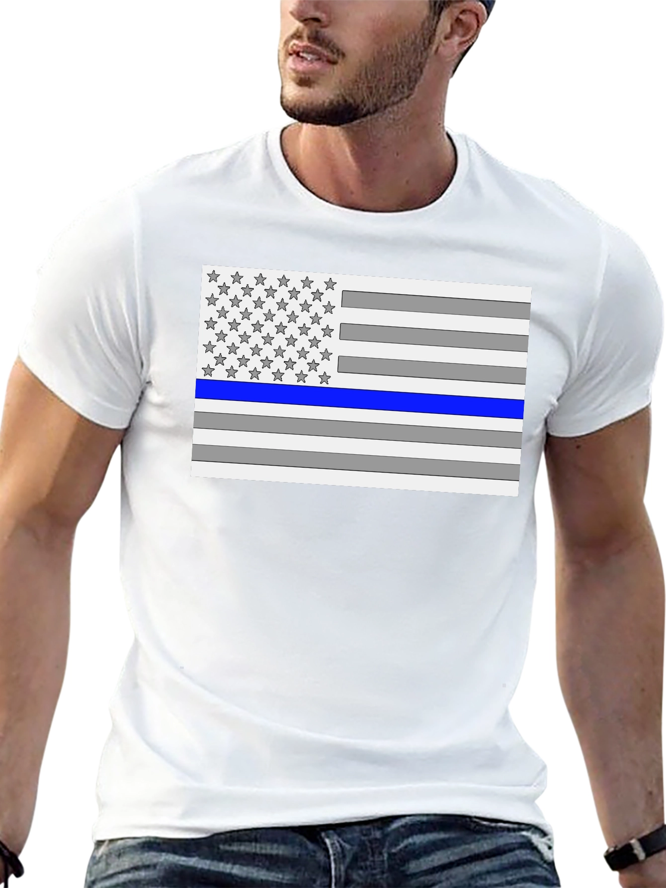 Thin Blue Line Flag Graphic T-Shirt