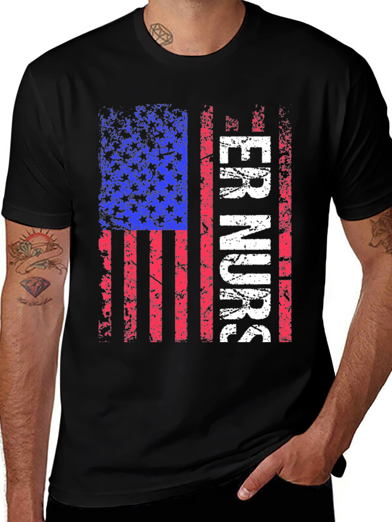 ER Nurse American Flag T-Shirt