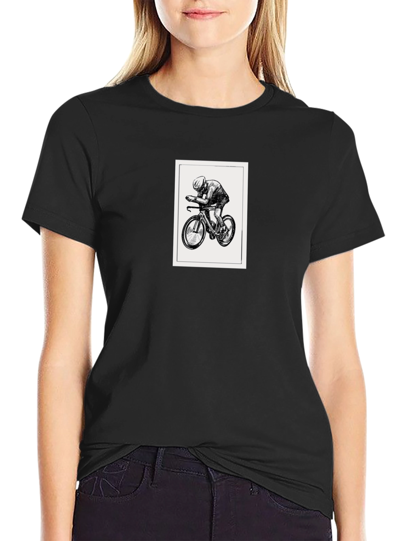 Cool Cyclist Graphic Tee - Black Cotton T-Shirt