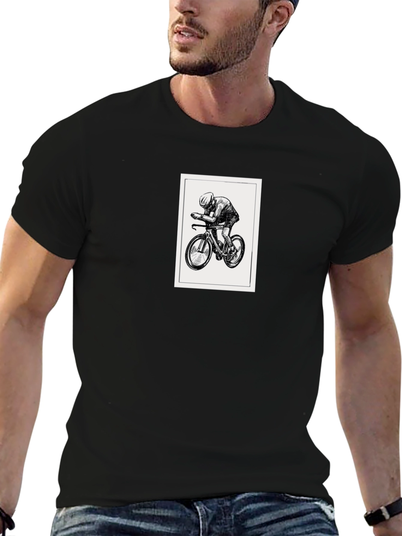 Cool Cyclist Graphic Tee - Black Cotton T-Shirt