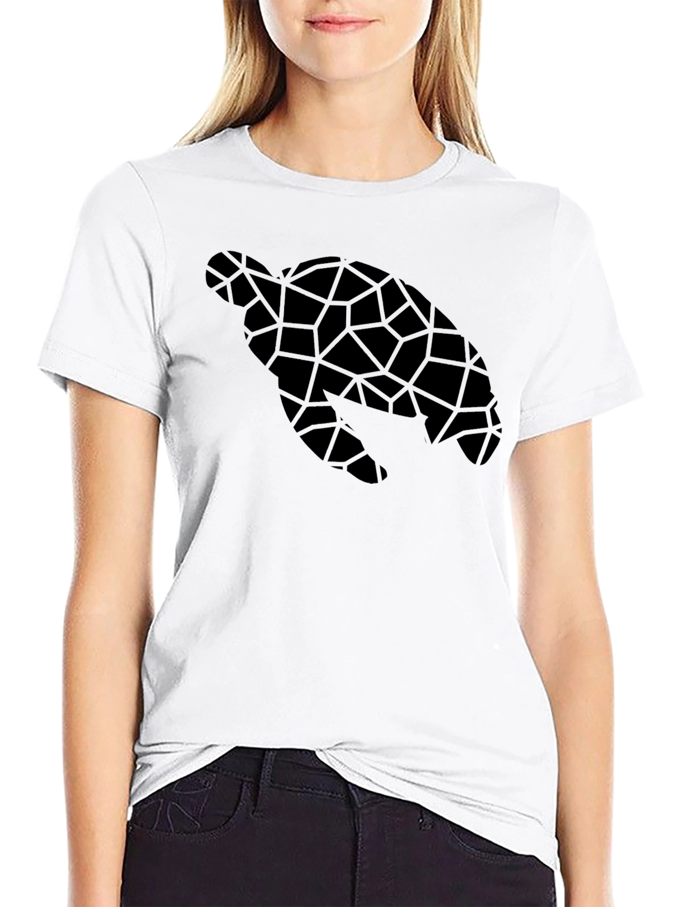 Geometric Sea Turtle Black T-Shirt