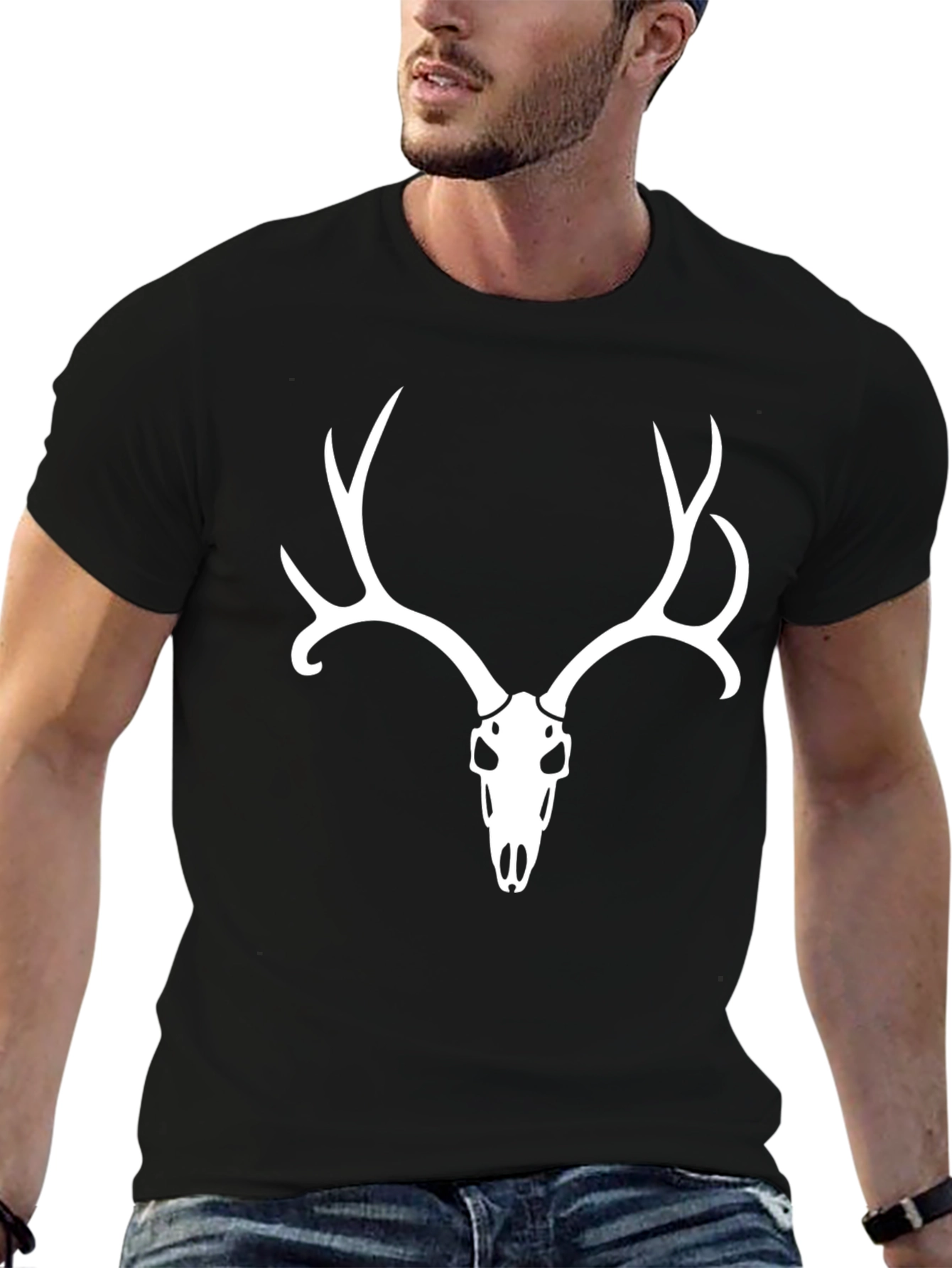 Deer Skull Graphic Tee - Mens Black T-Shirt