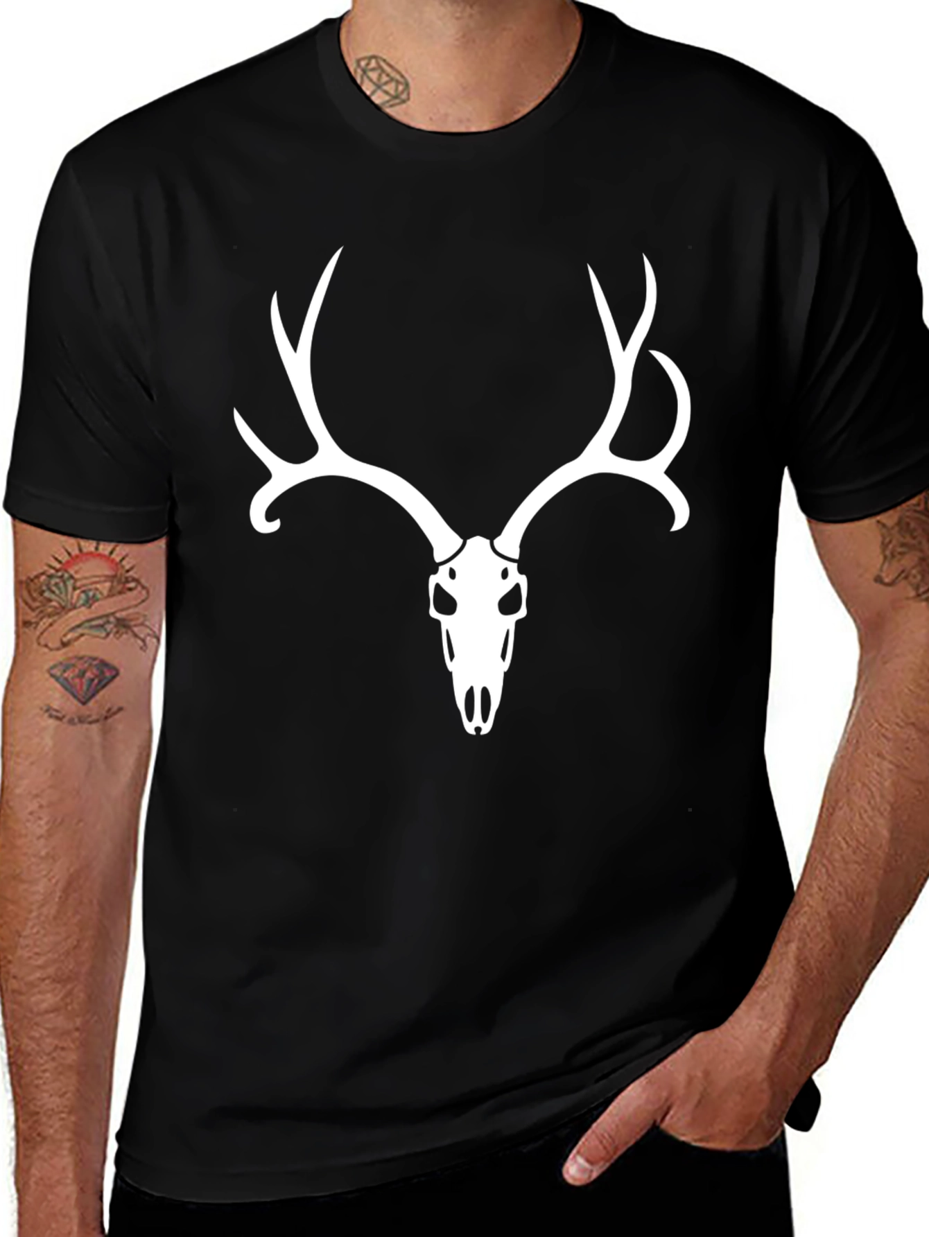 Deer Skull Graphic Tee - Mens Black T-Shirt
