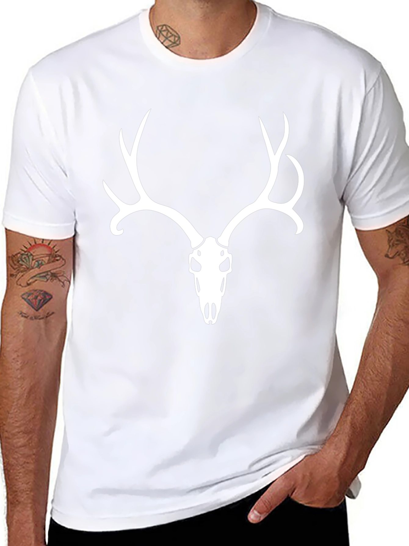 Deer Skull Graphic Tee - Mens Black T-Shirt