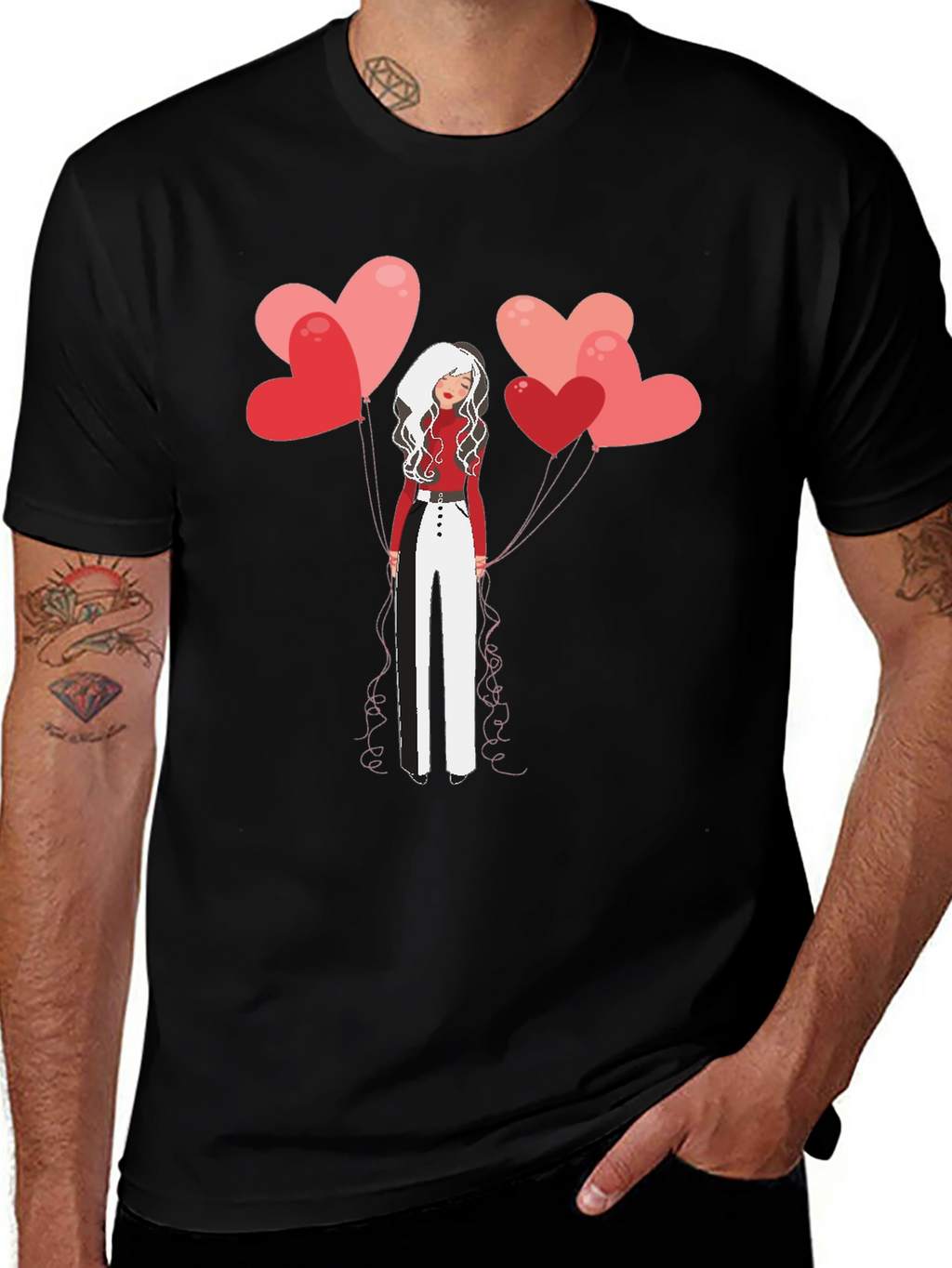 Heart Balloon Girl Graphic Tee - Stylish Unisex T-Shirt