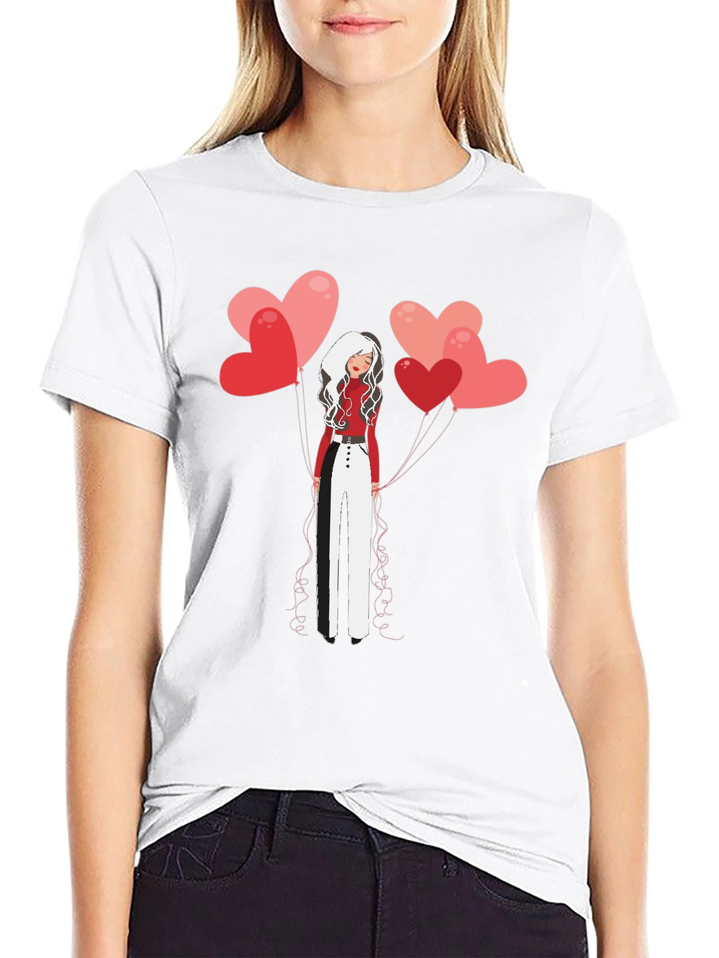 Heart Balloon Girl Graphic Tee - Stylish Unisex T-Shirt