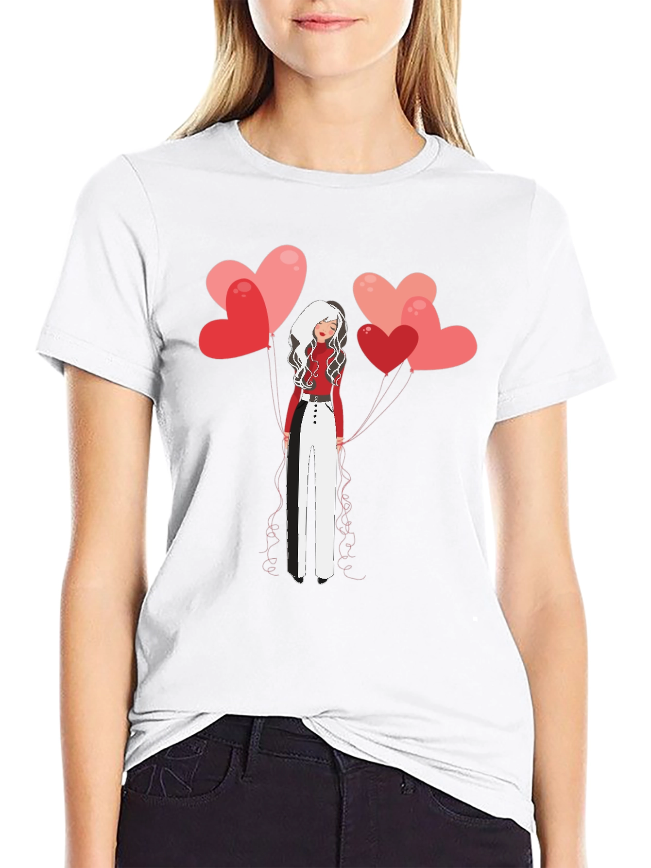 Heart Balloon Girl Graphic Tee - Stylish Unisex T-Shirt