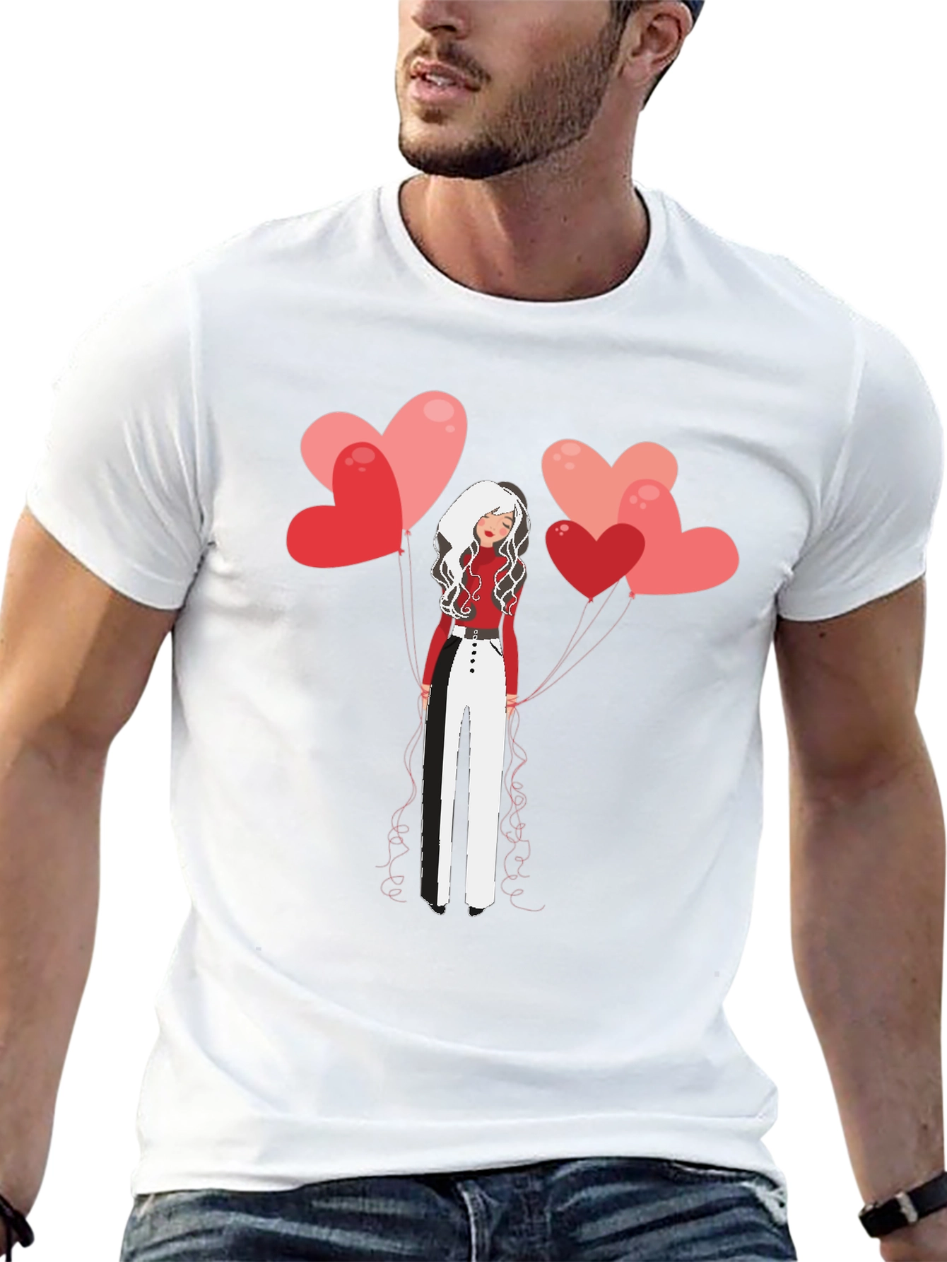 Heart Balloon Girl Graphic Tee - Stylish Unisex T-Shirt