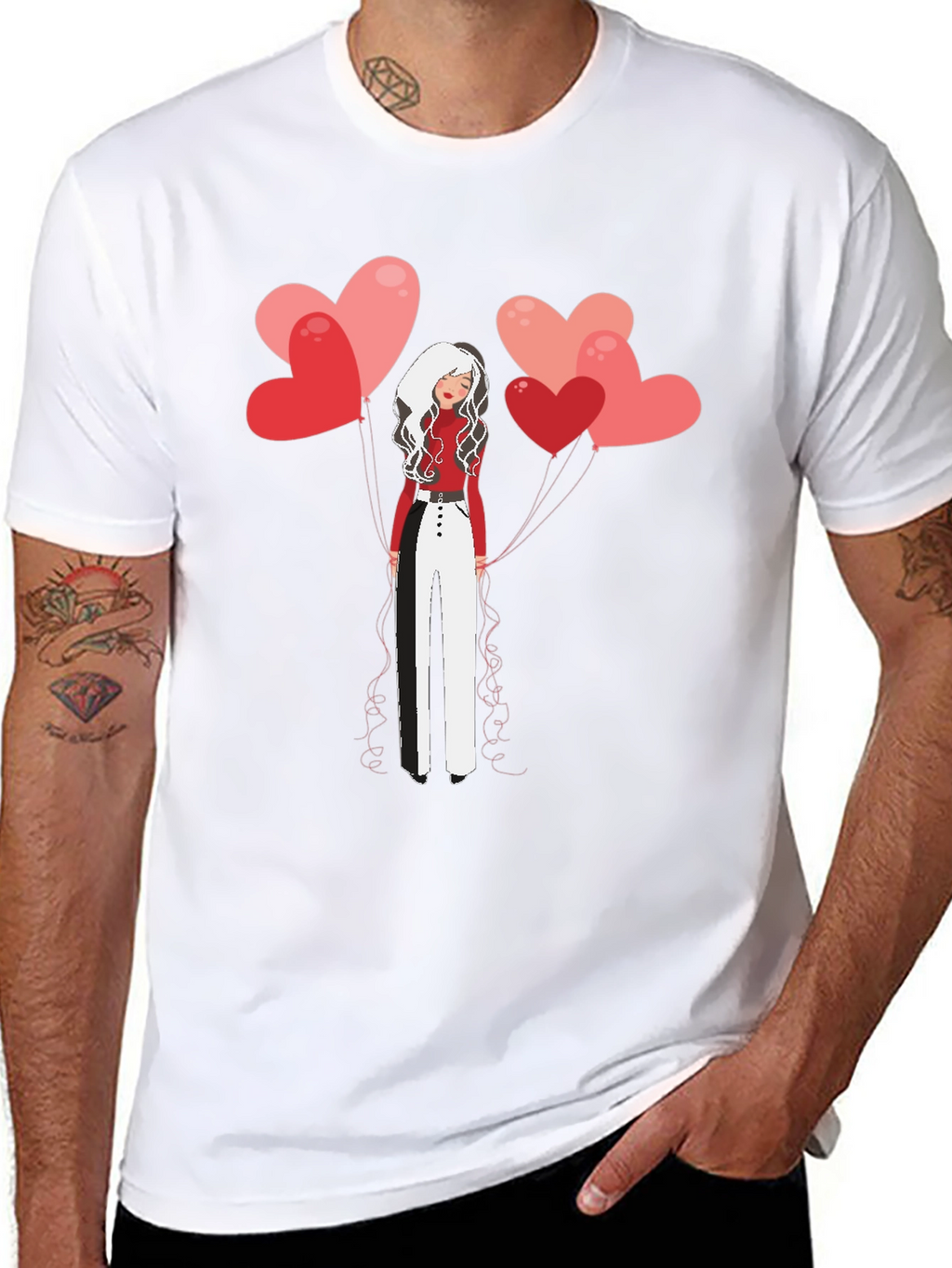 Heart Balloon Girl Graphic Tee - Stylish Unisex T-Shirt