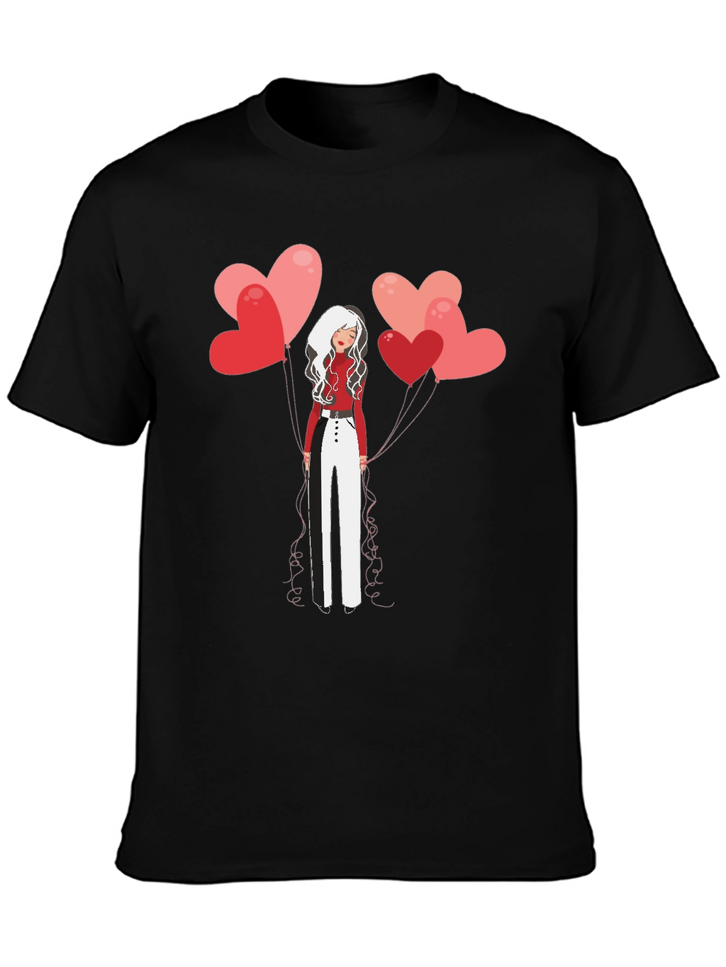 Heart Balloon Girl Graphic Tee - Stylish Unisex T-Shirt