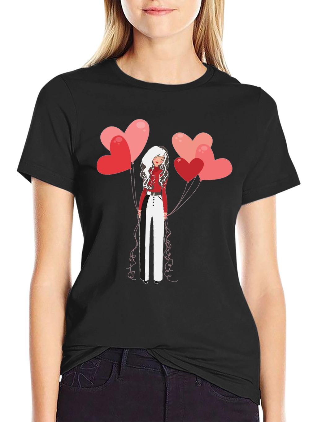 Heart Balloon Girl Graphic Tee - Stylish Unisex T-Shirt