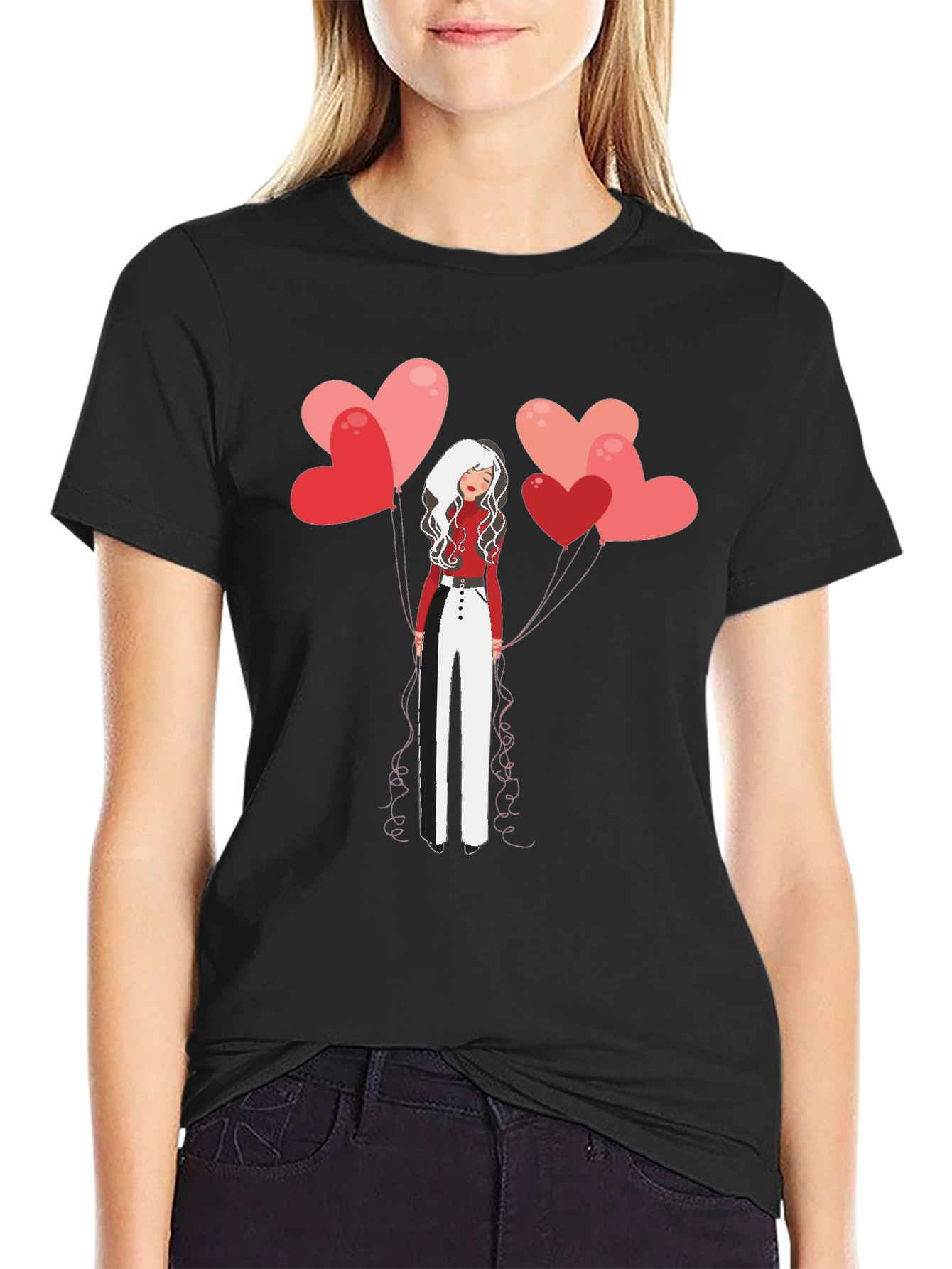 Heart Balloon Girl Graphic Tee - Stylish Unisex T-Shirt