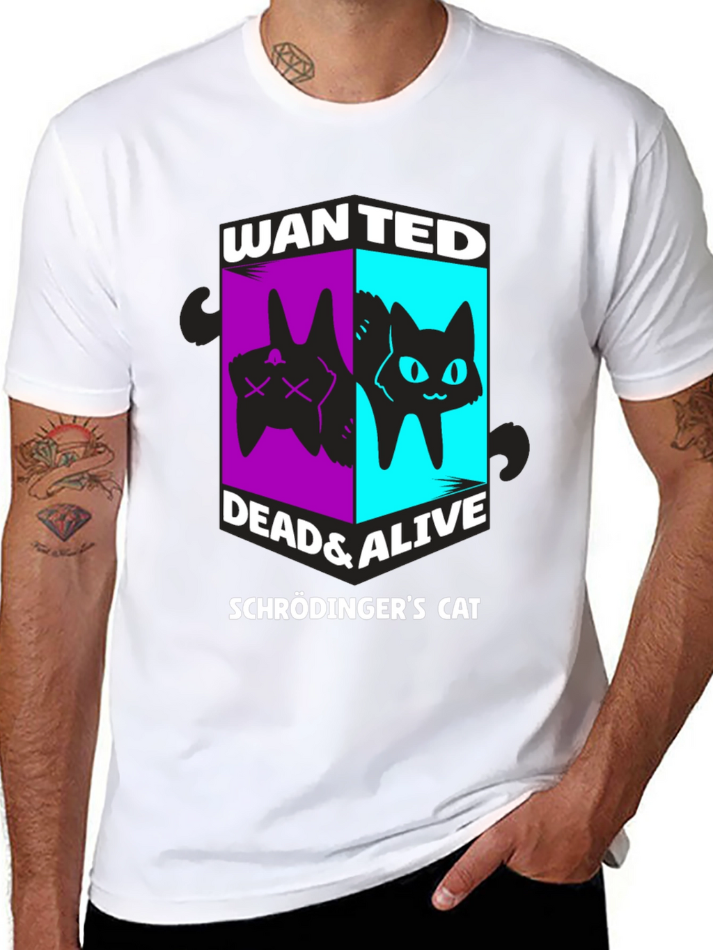 Schrödingers Cat Wanted Dead & Alive Graphic T-Shirt