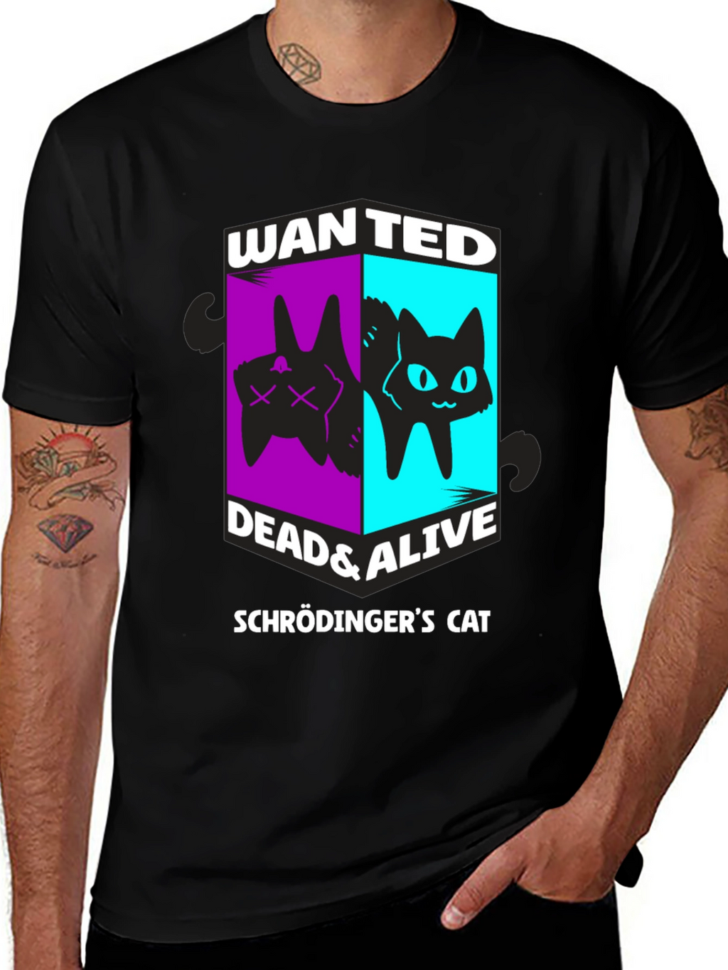 Schrödingers Cat Wanted Dead & Alive Graphic T-Shirt